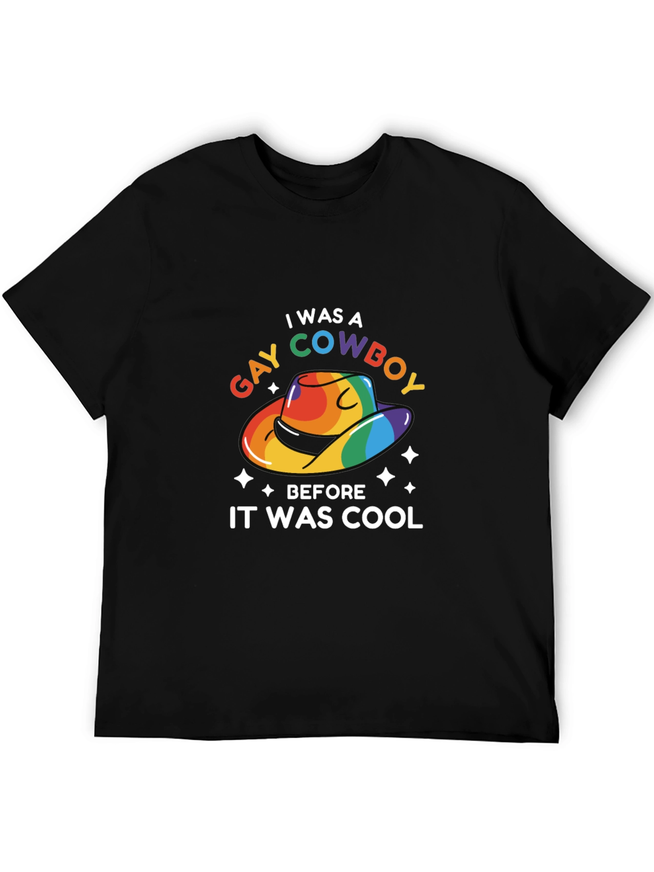 Gay Cowboy Pride T-Shirt - Rainbow Cowboy Hat