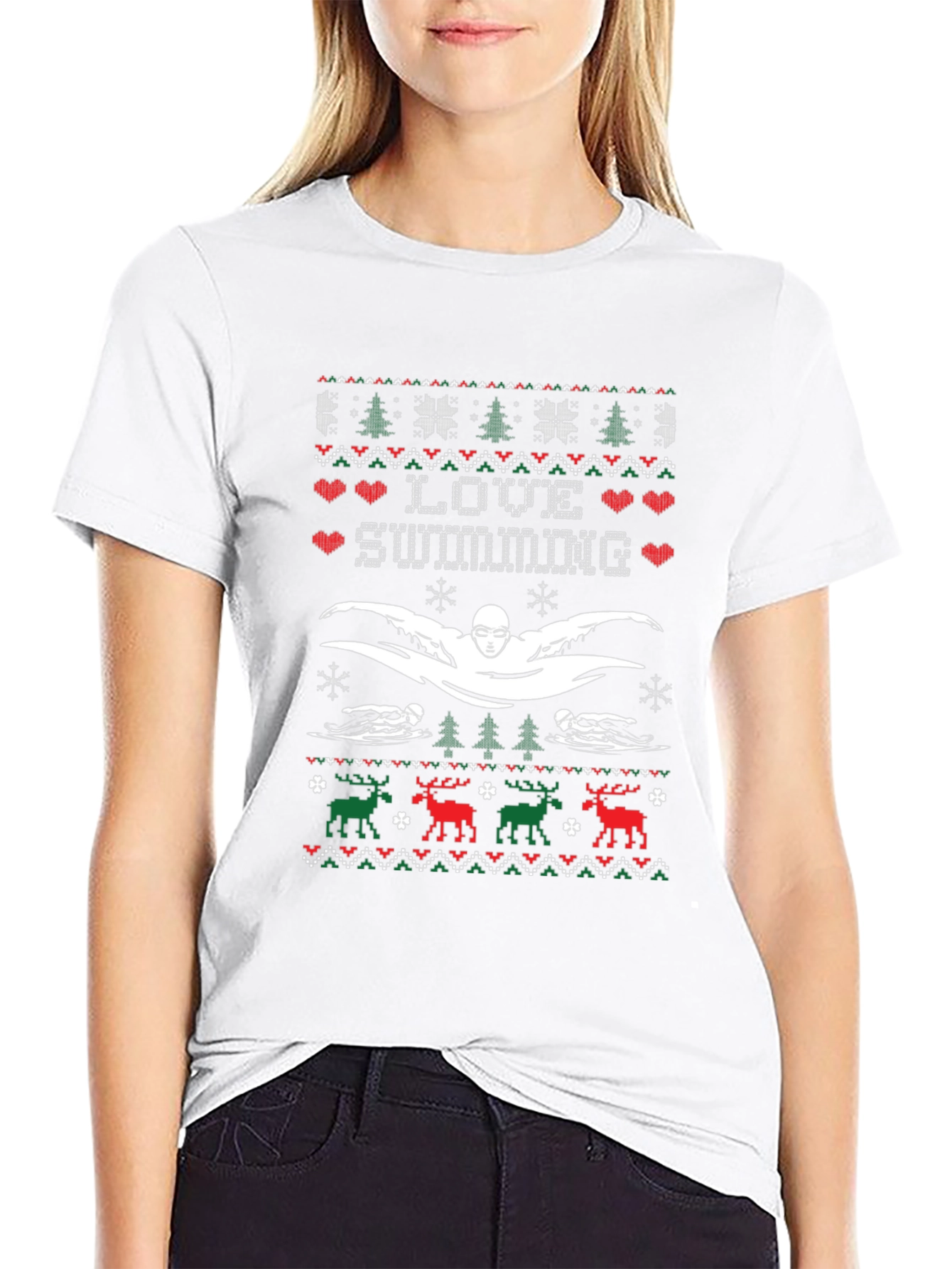 Love Swimming Ugly Christmas Sweater T-Shirt