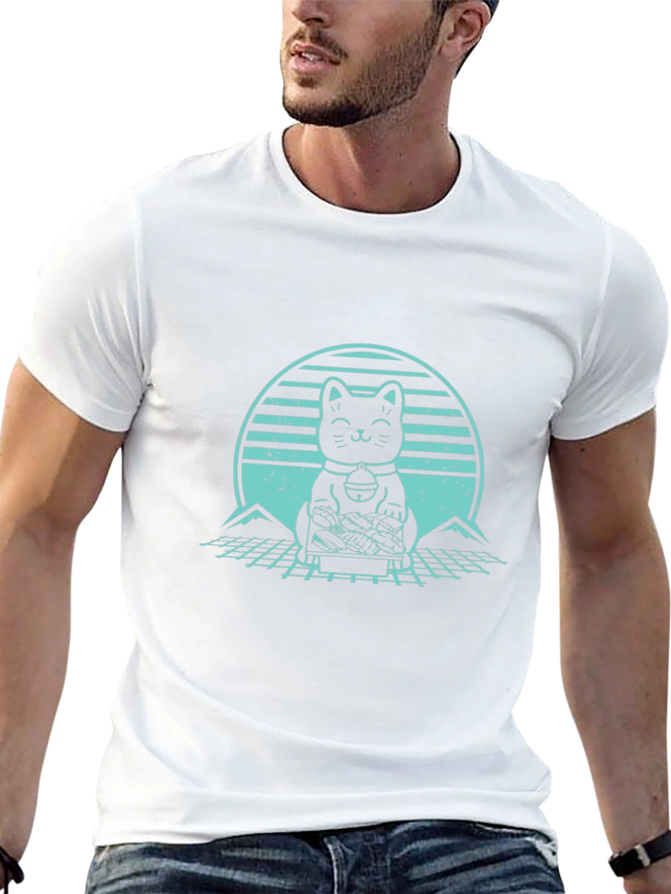 Lucky Cat T-Shirt - Retro Graphic Design