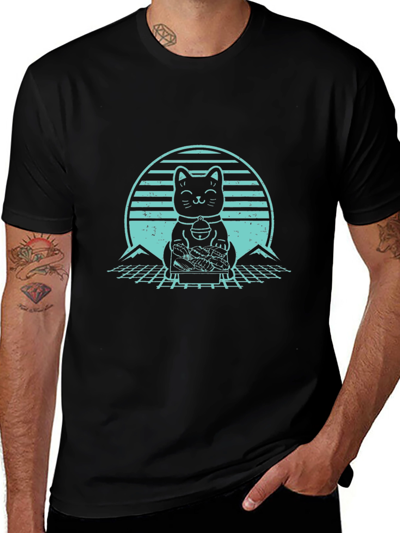 Lucky Cat T-Shirt - Retro Graphic Design