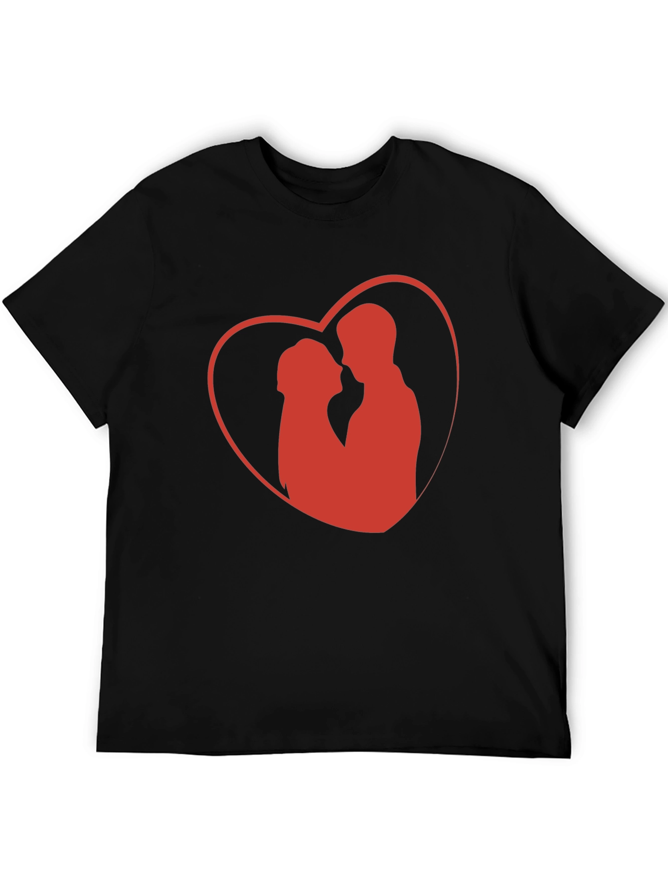 Romantic Heart Graphic Tee - Black Cotton Blend