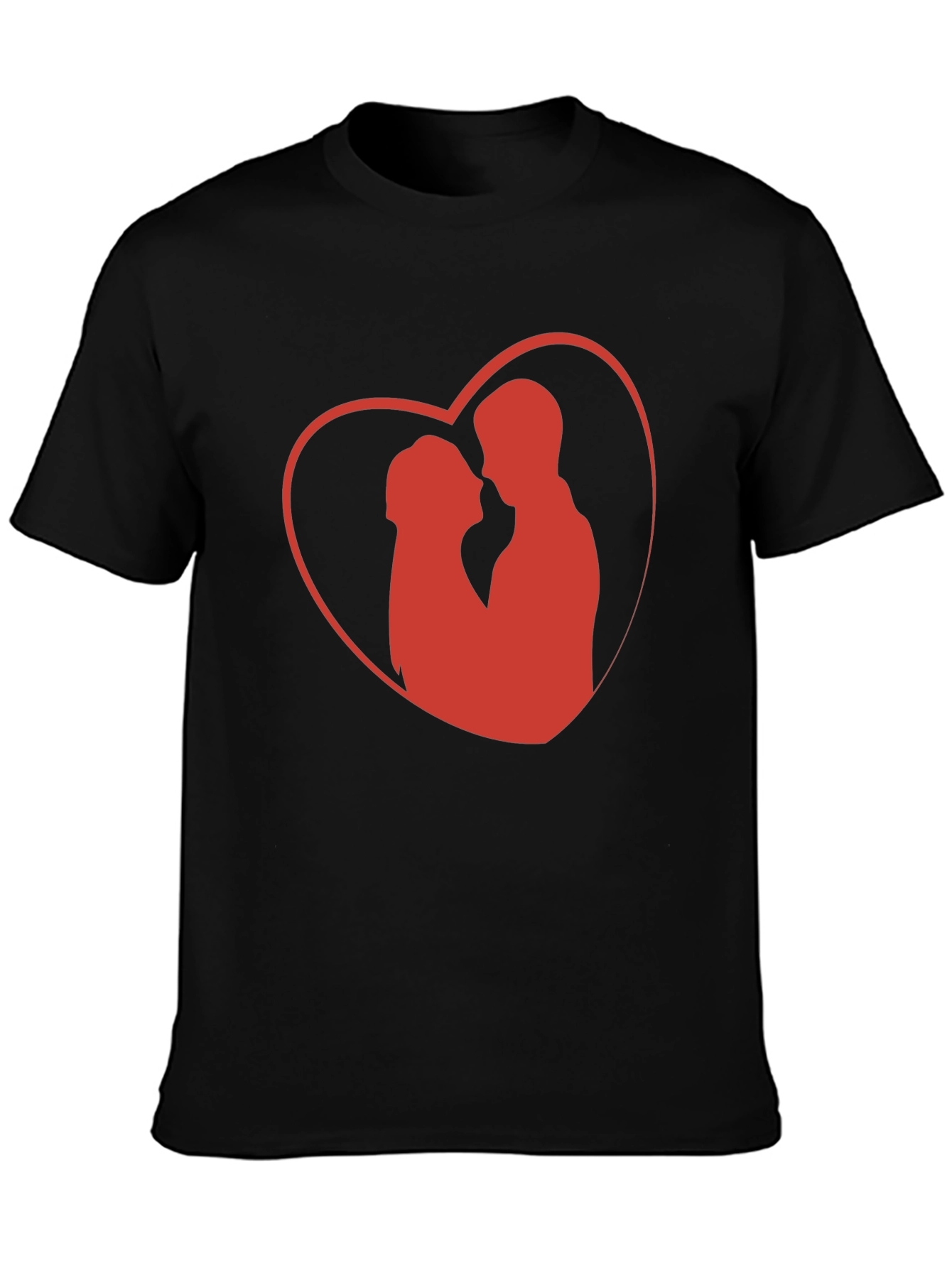 Romantic Heart Graphic Tee - Black Cotton Blend