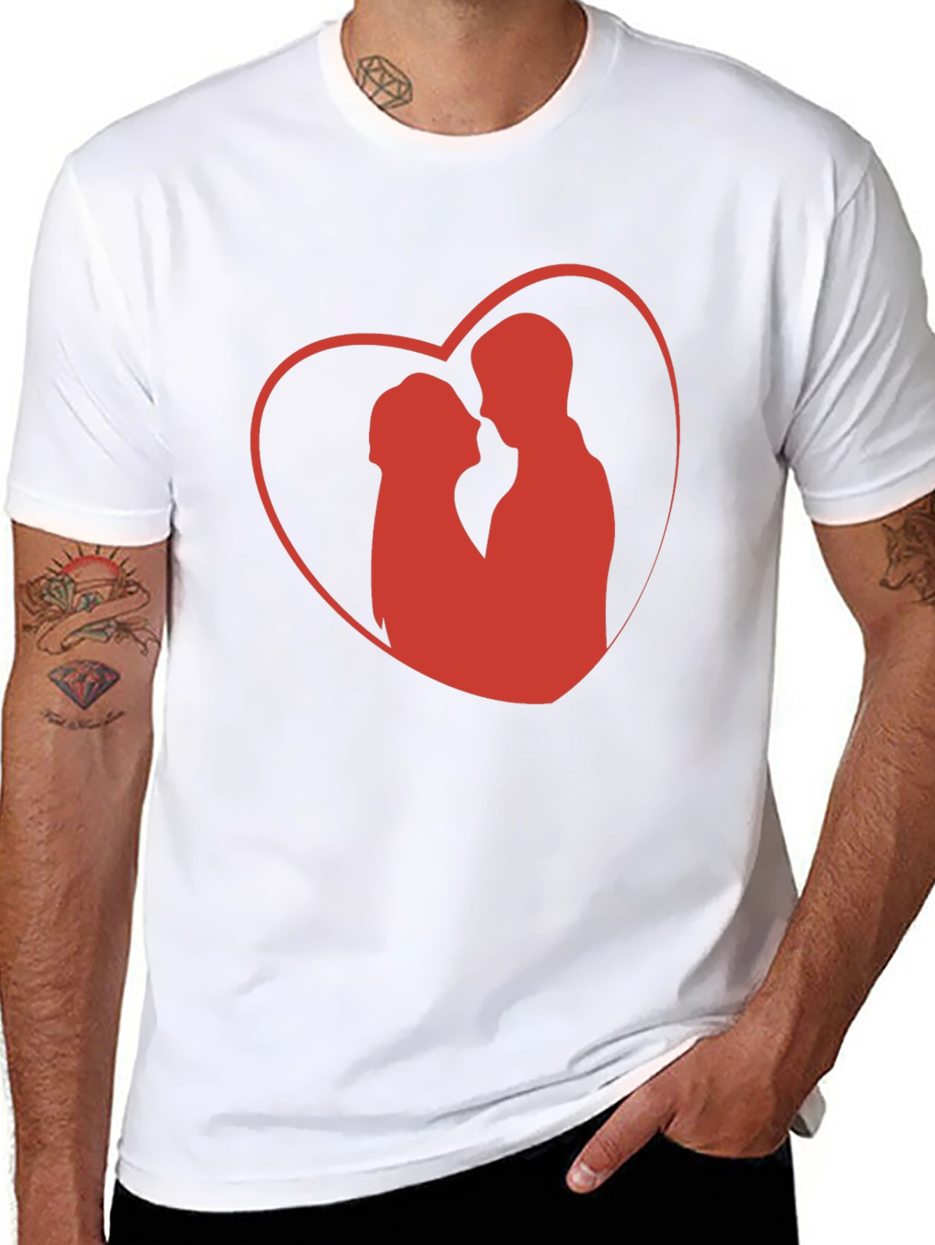 Romantic Heart Graphic Tee - Black Cotton Blend