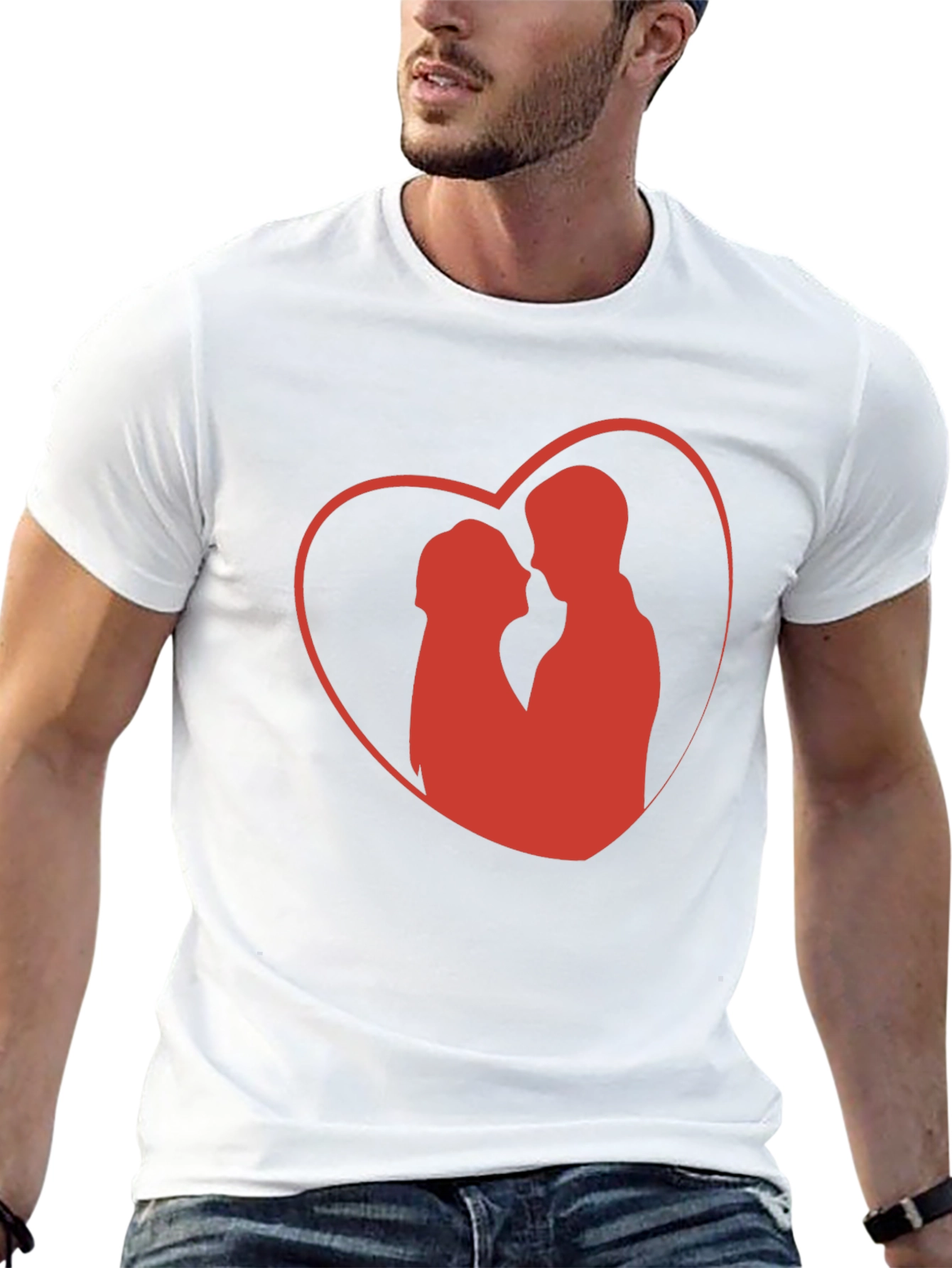 Romantic Heart Graphic Tee - Black Cotton Blend