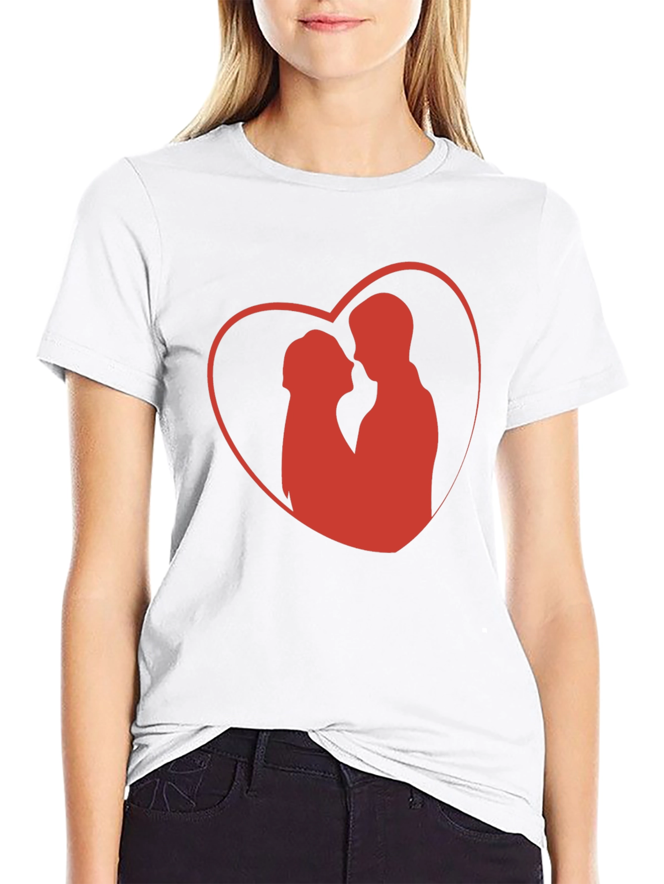 Romantic Heart Graphic Tee - Black Cotton Blend