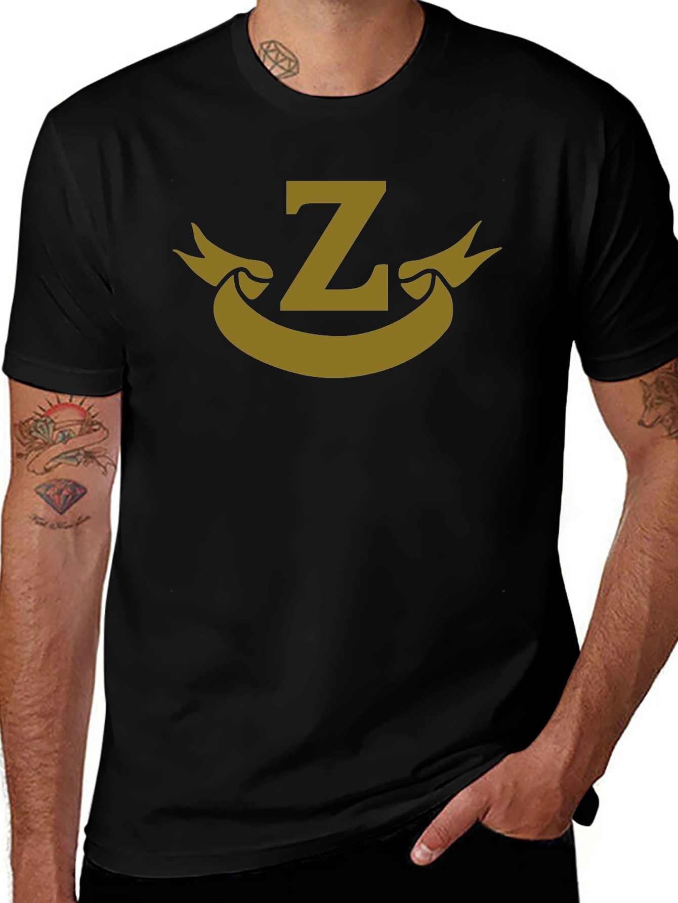 Letter Z Banner Graphic Black T-Shirt