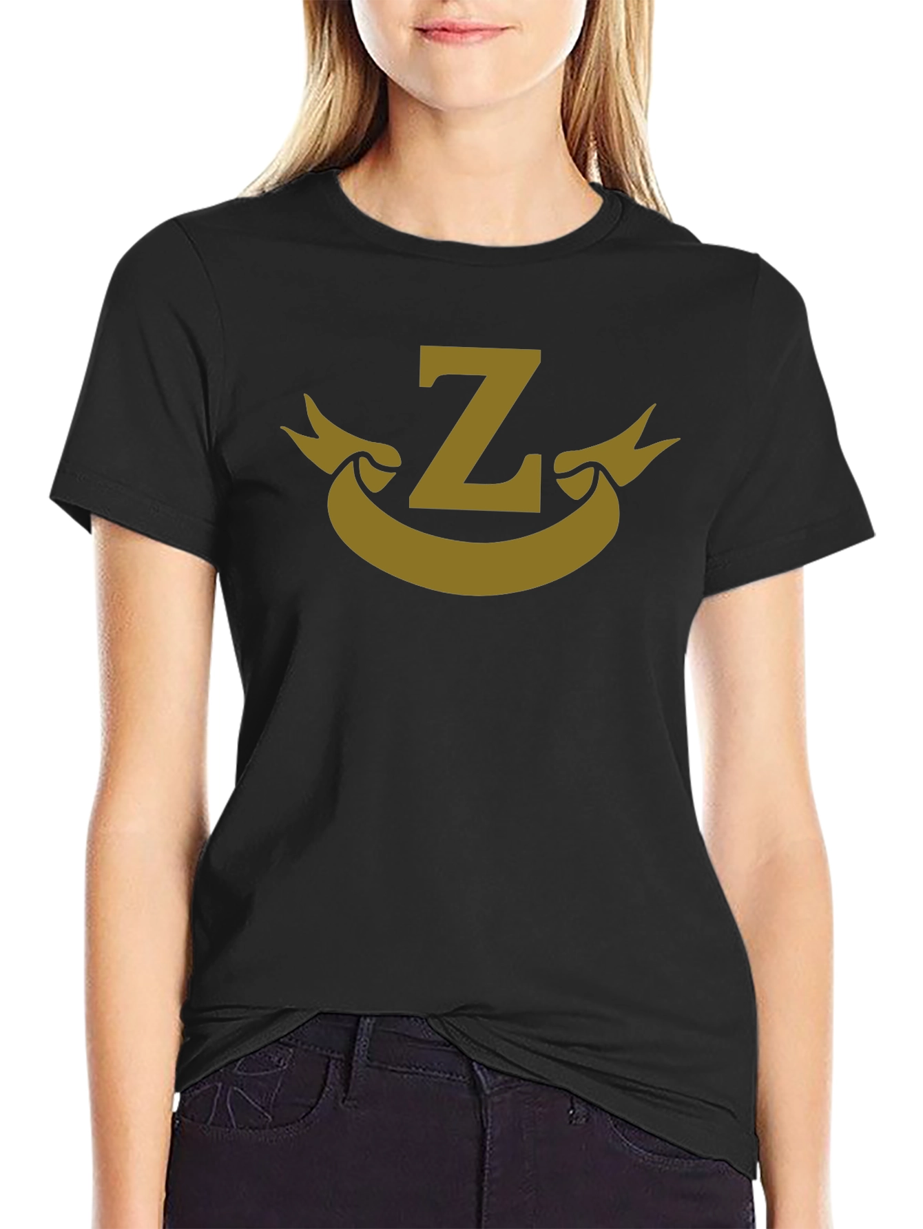 Letter Z Banner Graphic Black T-Shirt