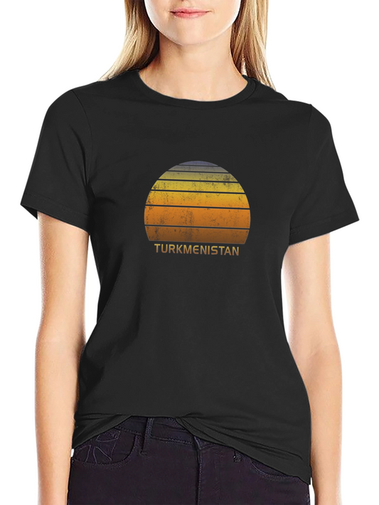 Retro Turkmenistan Sunset T-Shirt - Black