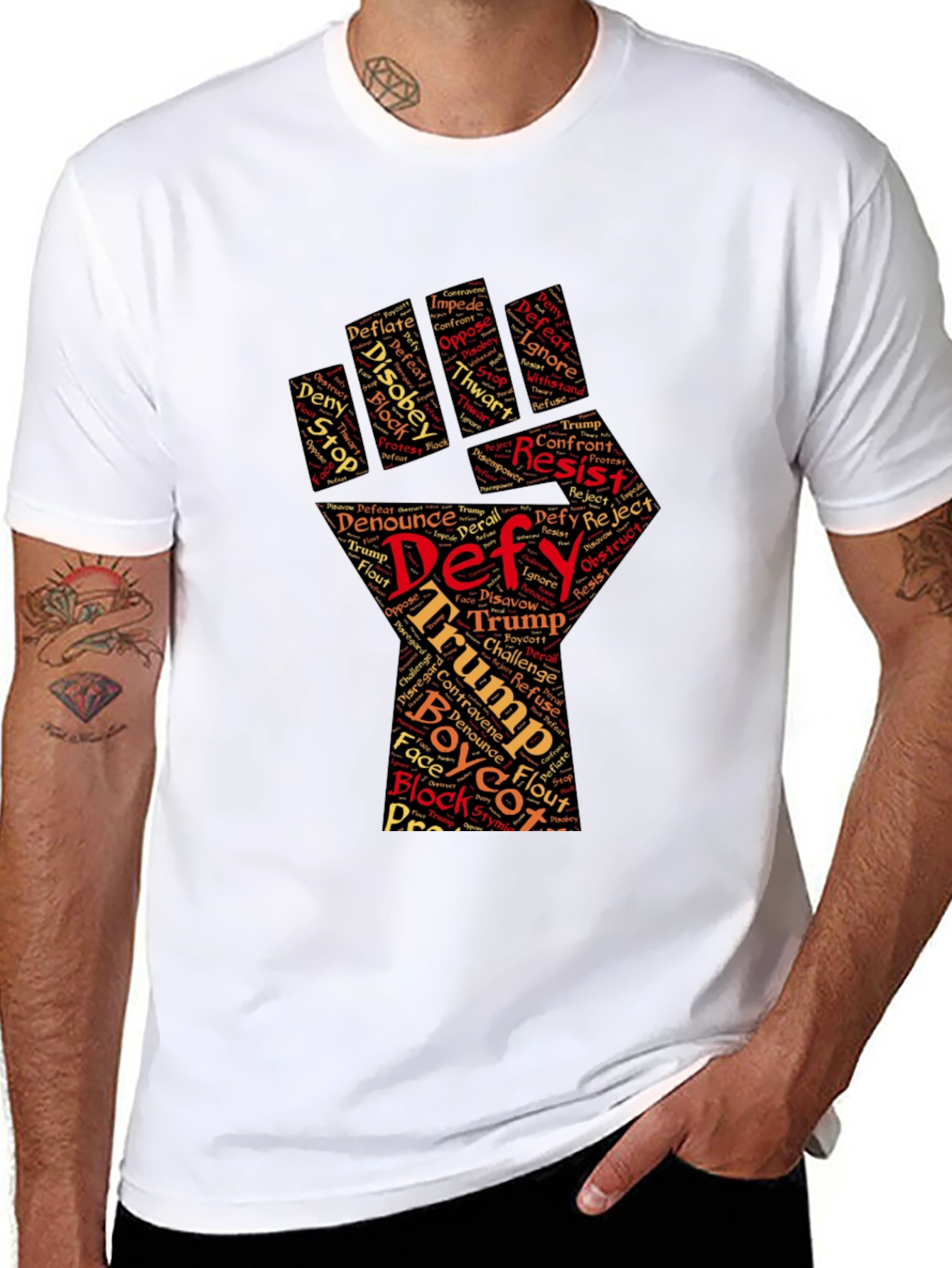 Defy Trump Graphic Tee - Resist! Black Cotton T-Shirt