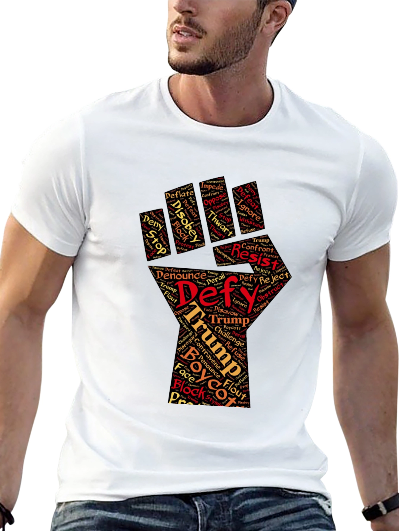 Defy Trump Graphic Tee - Resist! Black Cotton T-Shirt