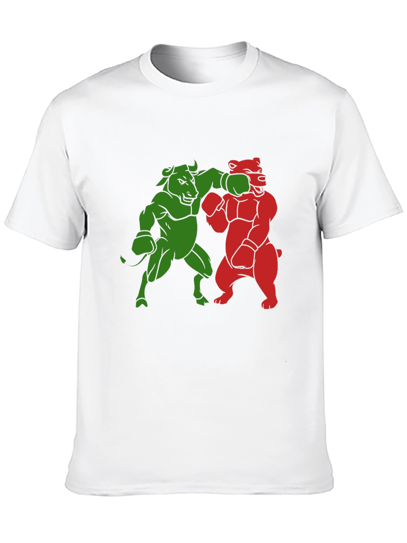 Bull vs Bear Boxing Match Graphic Tee