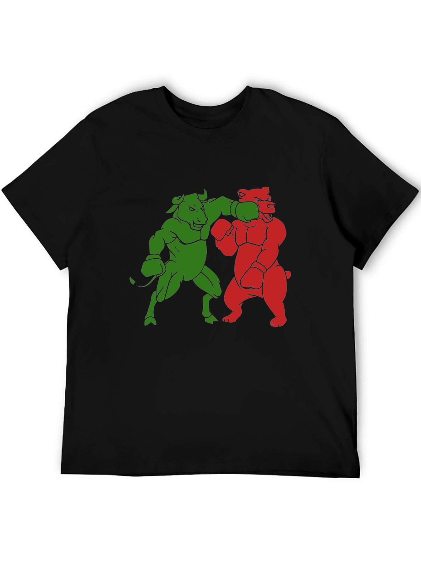Bull vs Bear Boxing Match Graphic Tee