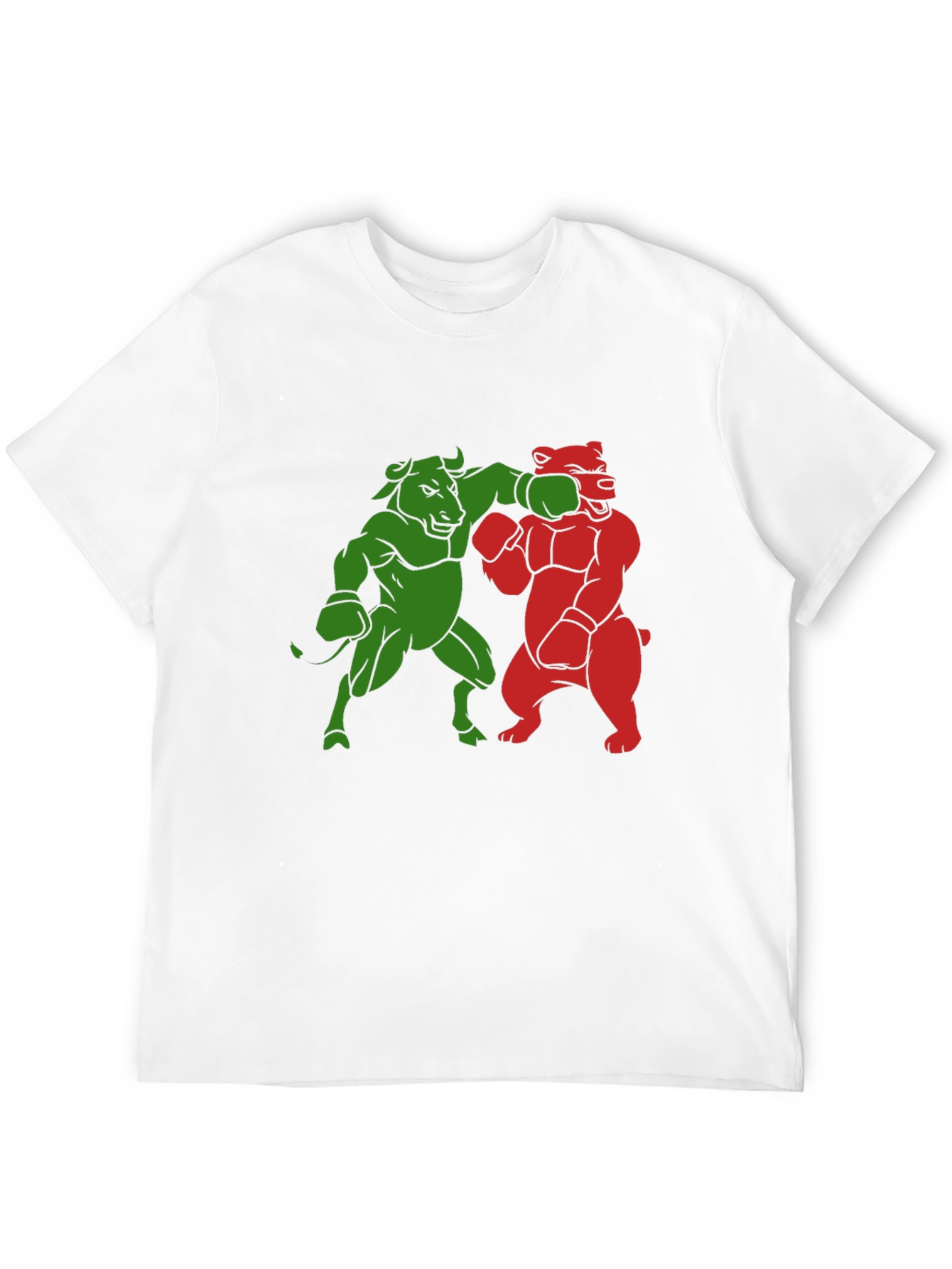 Bull vs Bear Boxing Match Graphic Tee