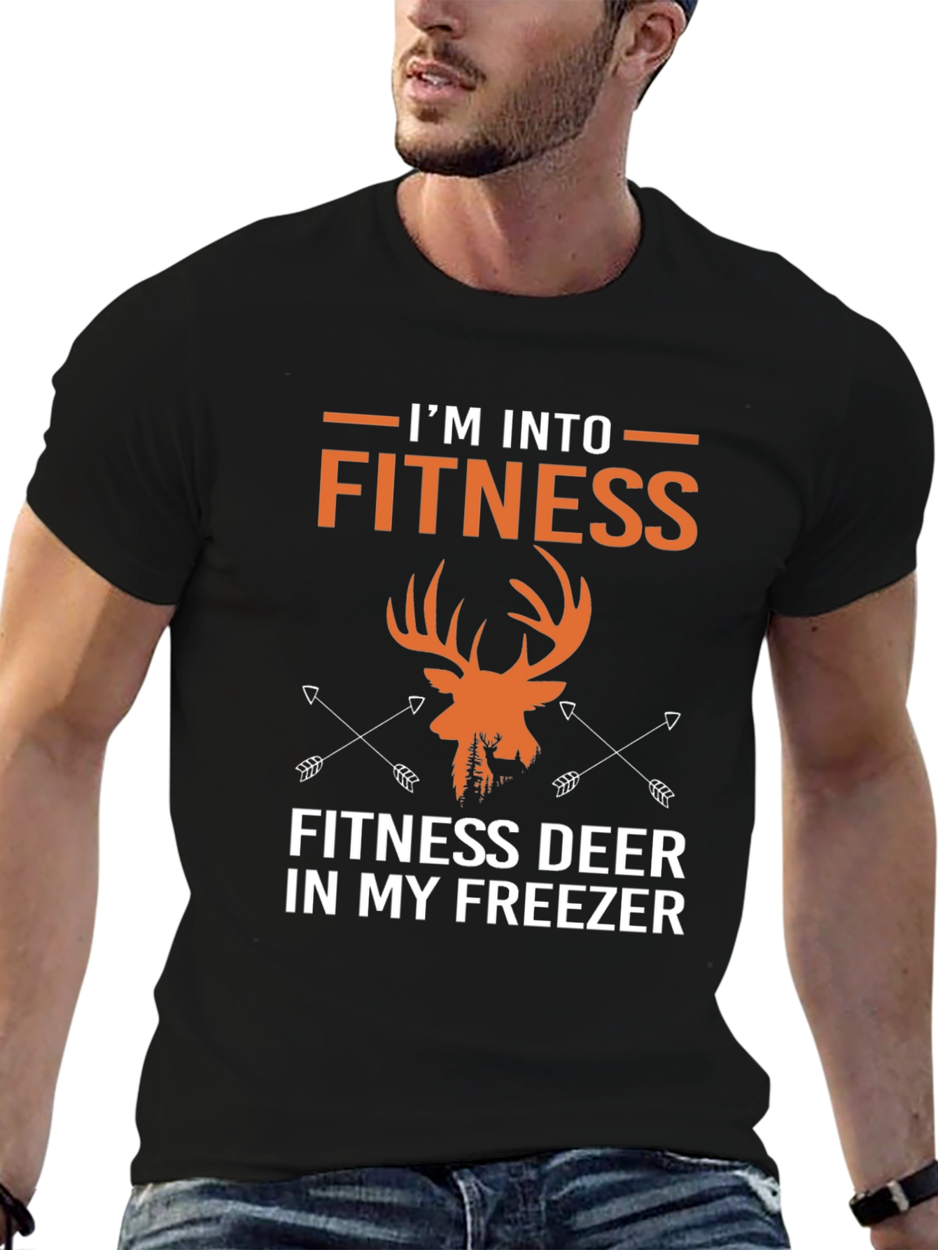 Fitness Deer T-Shirt - Hunting Gym Novelty Tee