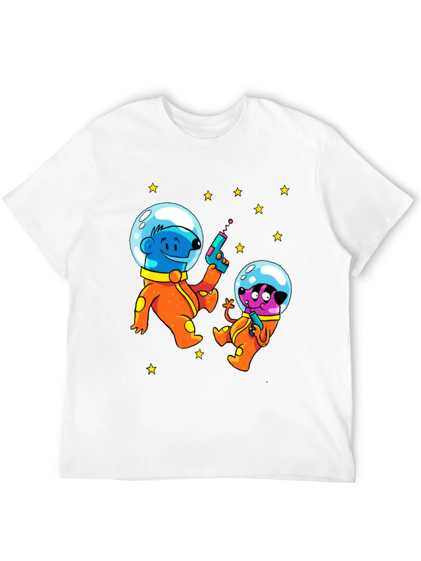 Cartoon Astronauts Black T-Shirt