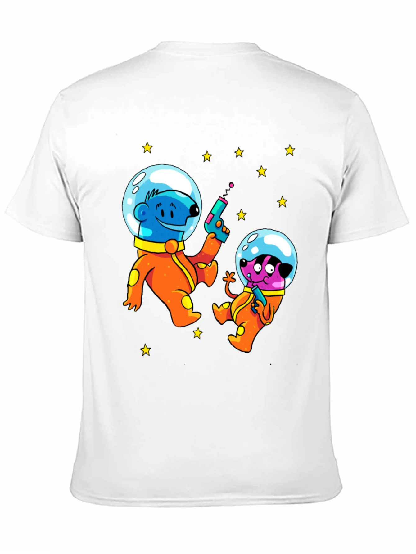 Cartoon Astronauts Black T-Shirt