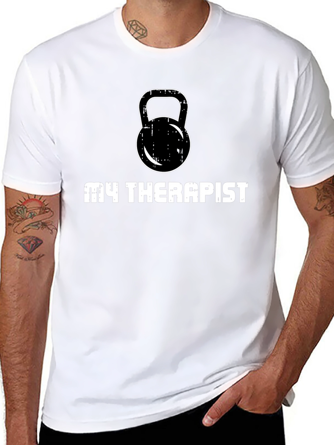 My Therapist Kettlebell Black T-Shirt