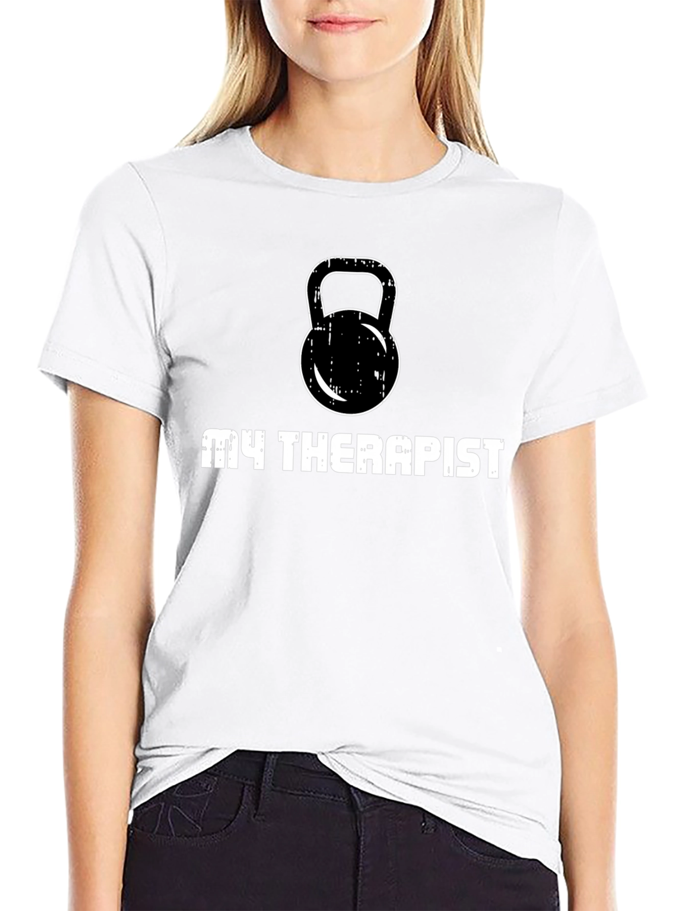 My Therapist Kettlebell Black T-Shirt