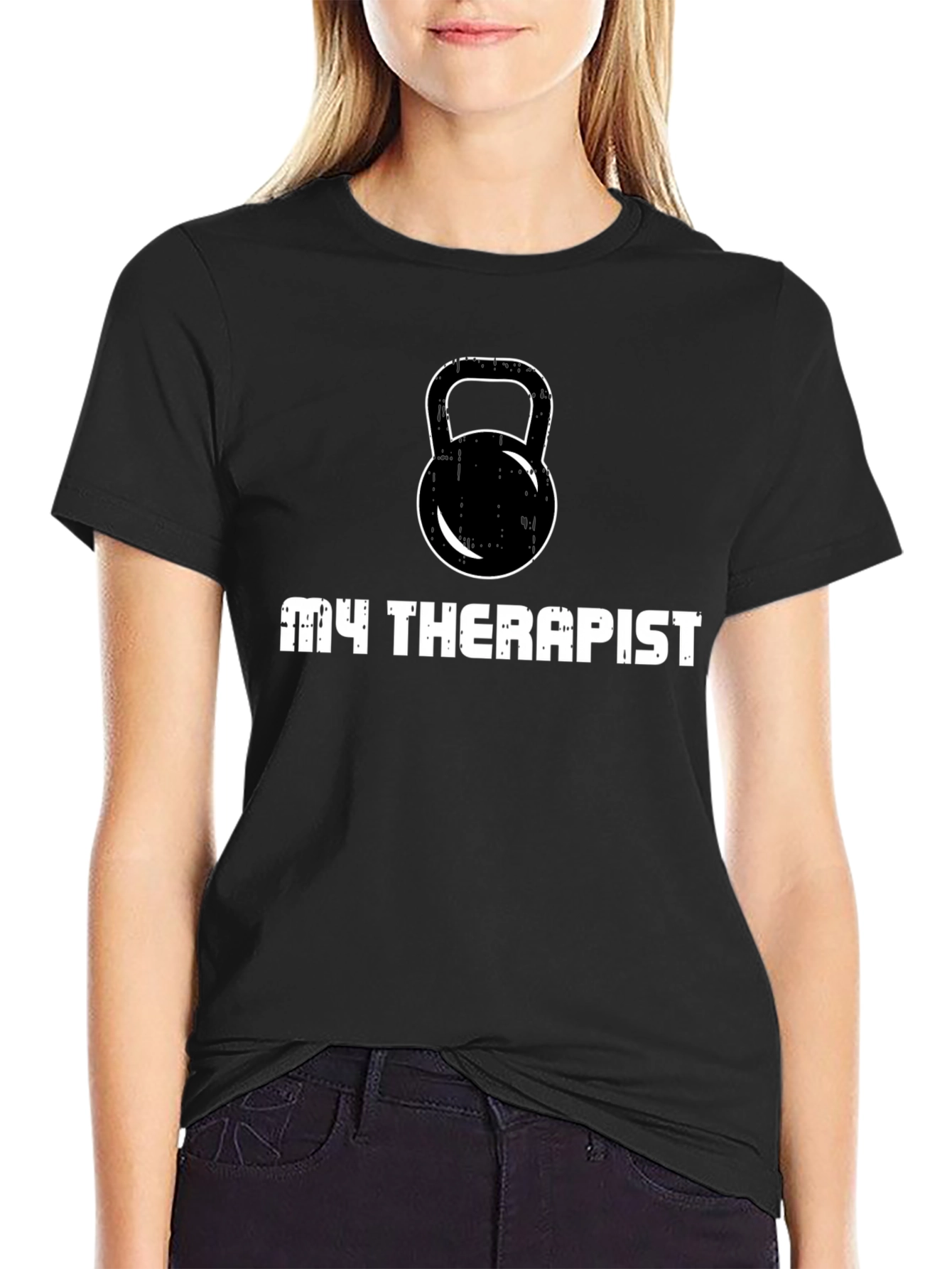 My Therapist Kettlebell Black T-Shirt
