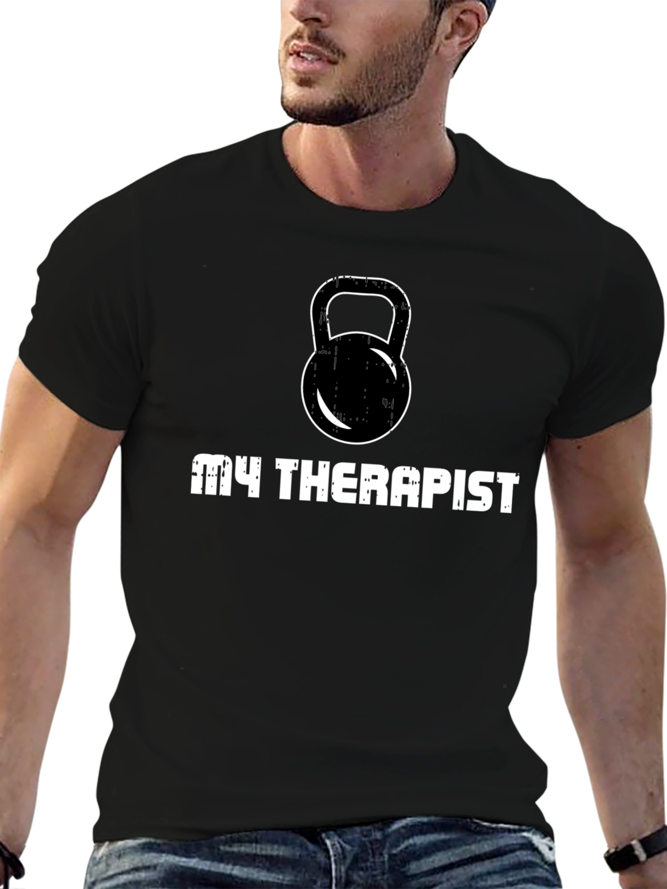 My Therapist Kettlebell Black T-Shirt