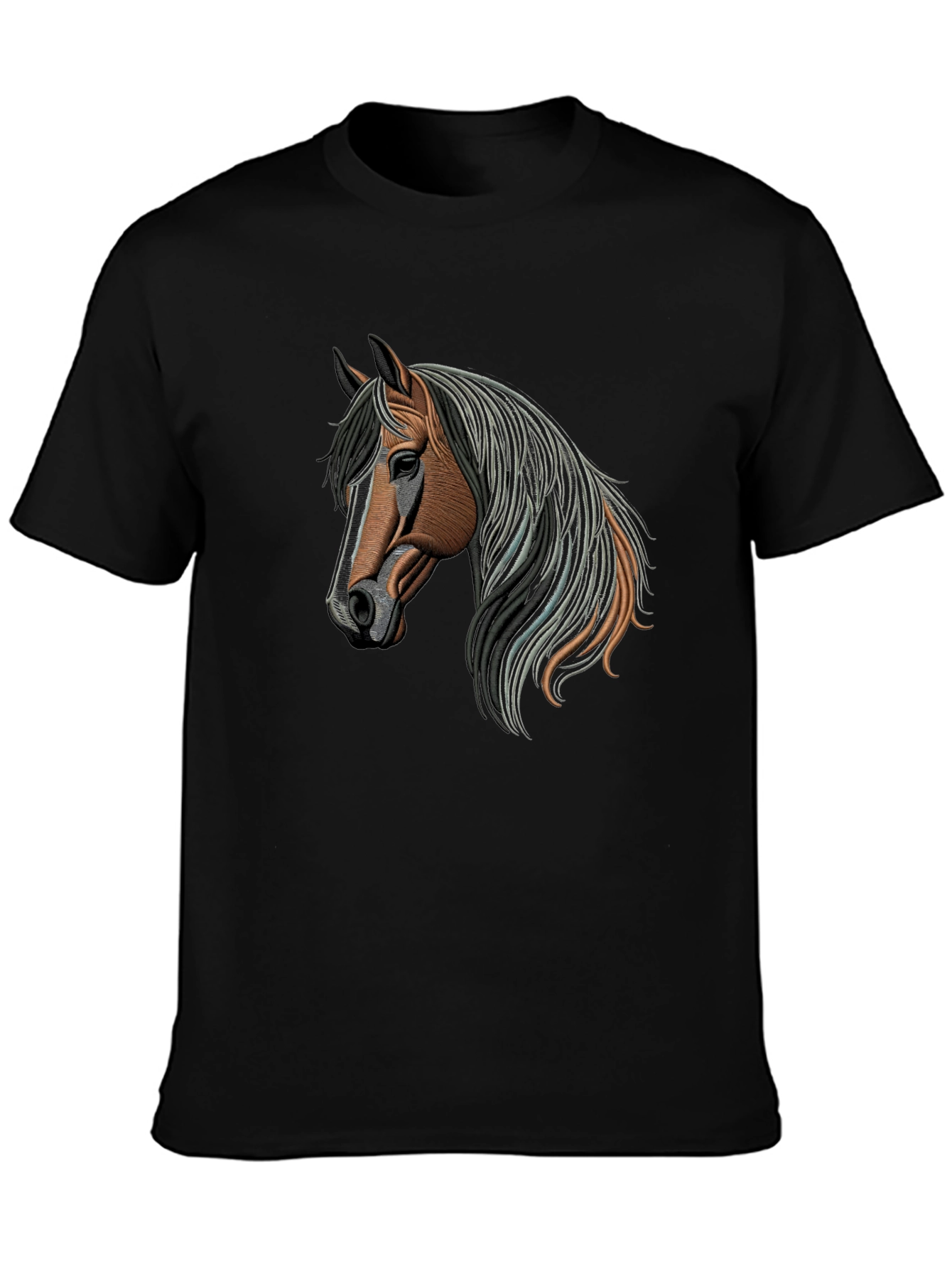 Horse Graphic Mens T-Shirt - Casual Black Tee