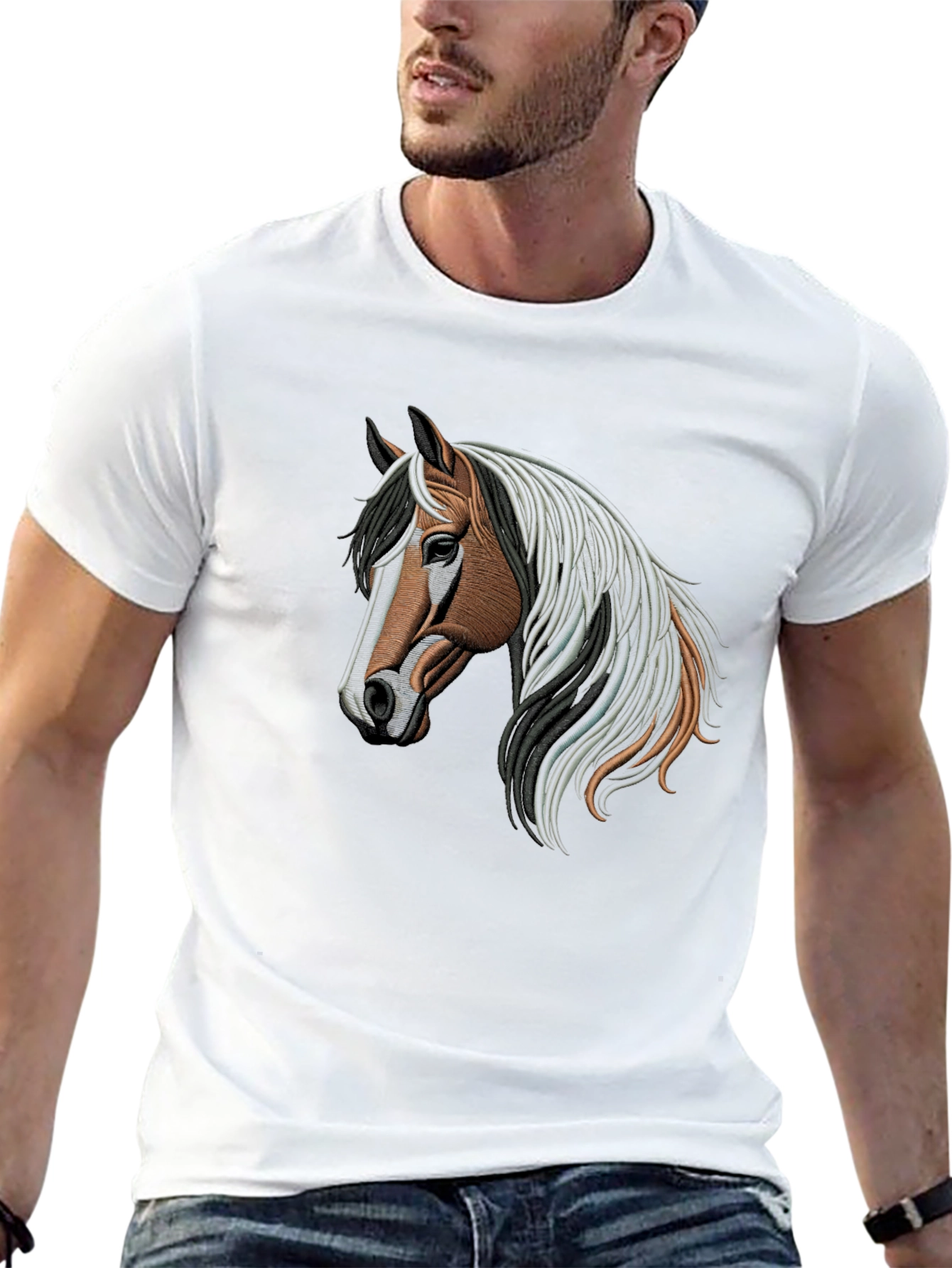 Horse Graphic Mens T-Shirt - Casual Black Tee