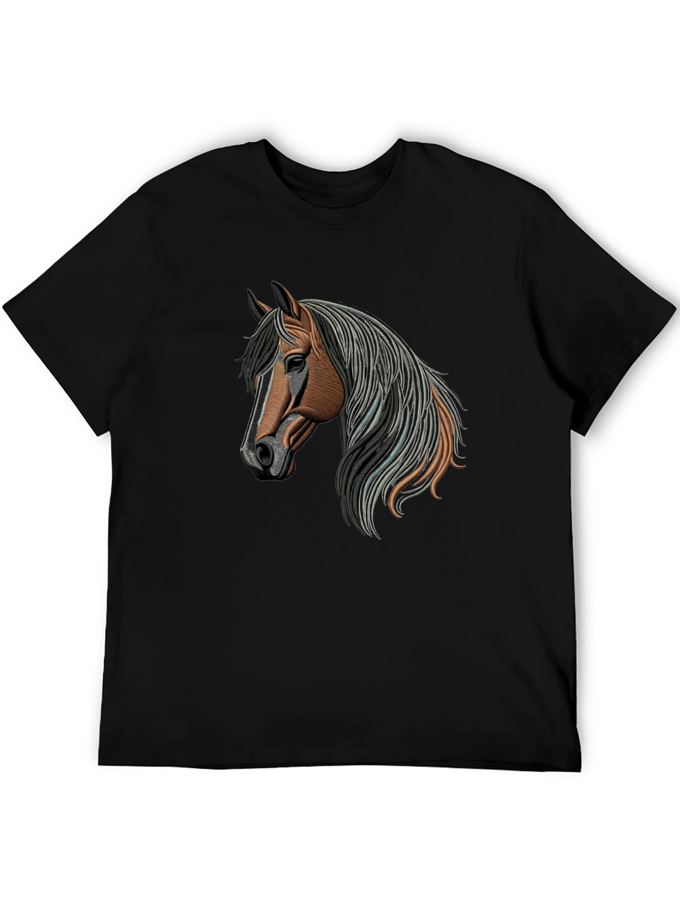 Horse Graphic Mens T-Shirt - Casual Black Tee