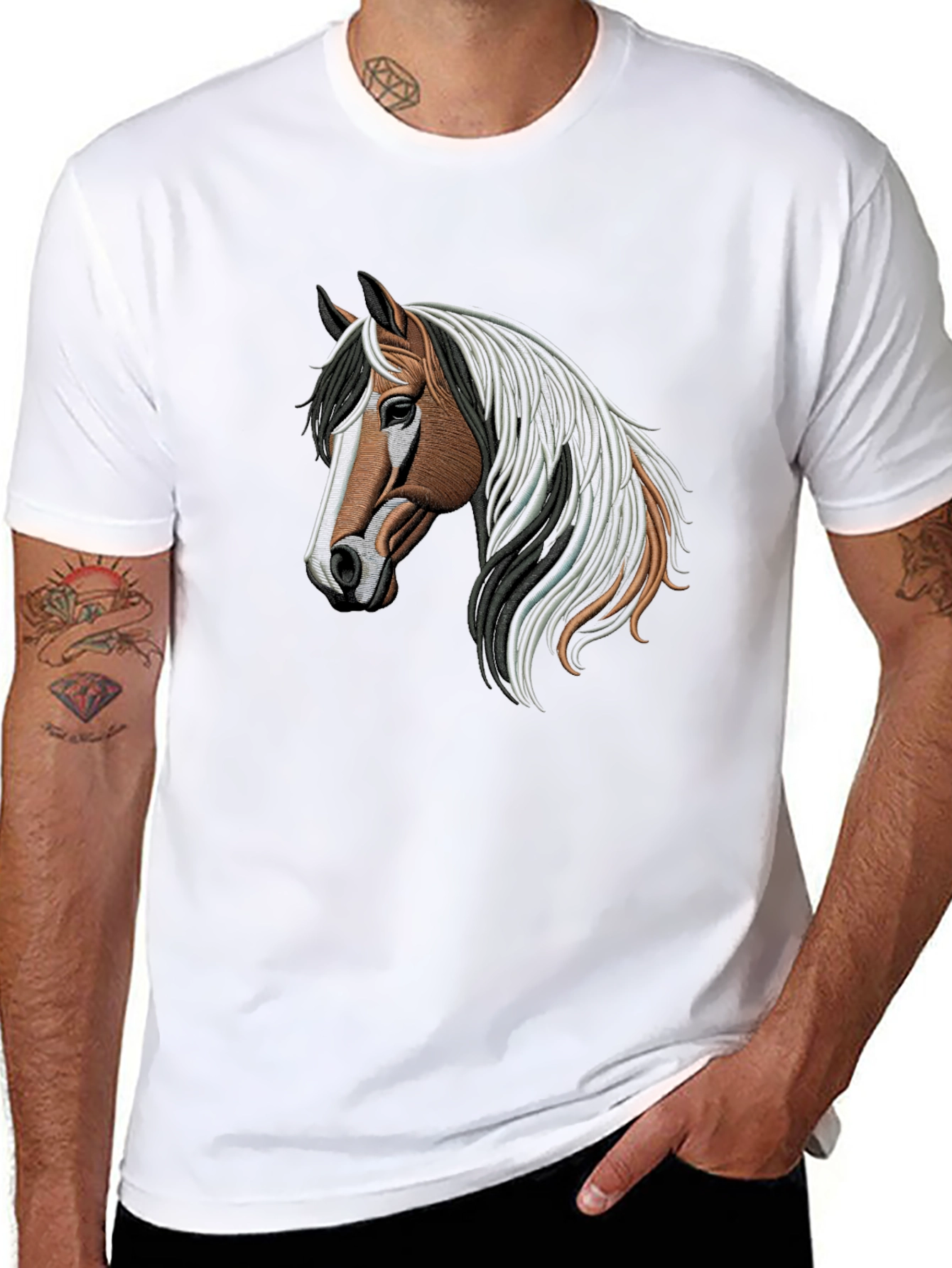 Horse Graphic Mens T-Shirt - Casual Black Tee