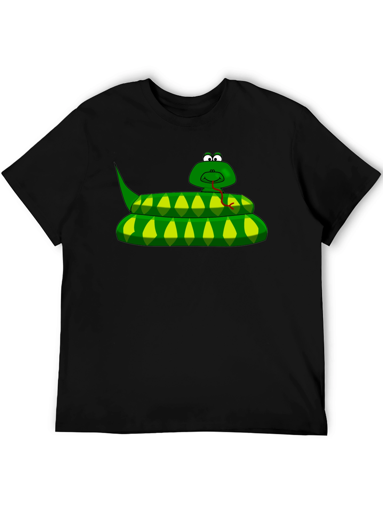 Cartoon Snake Graphic T-Shirt - Black
