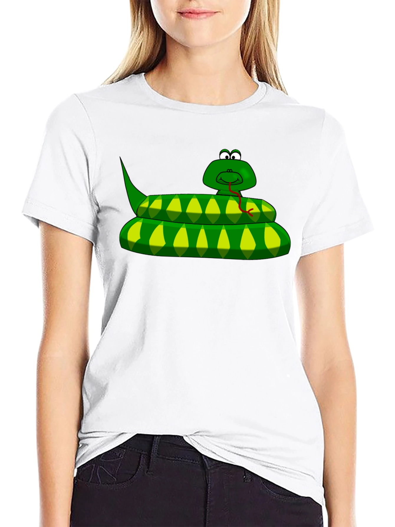 Cartoon Snake Graphic T-Shirt - Black