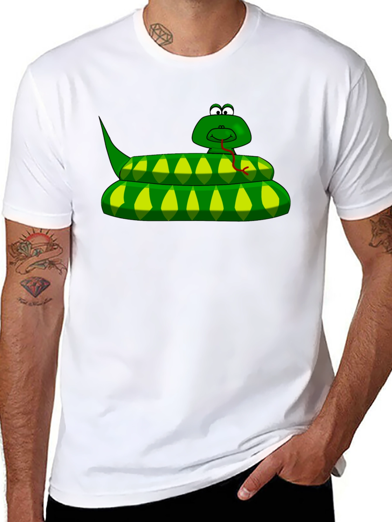 Cartoon Snake Graphic T-Shirt - Black