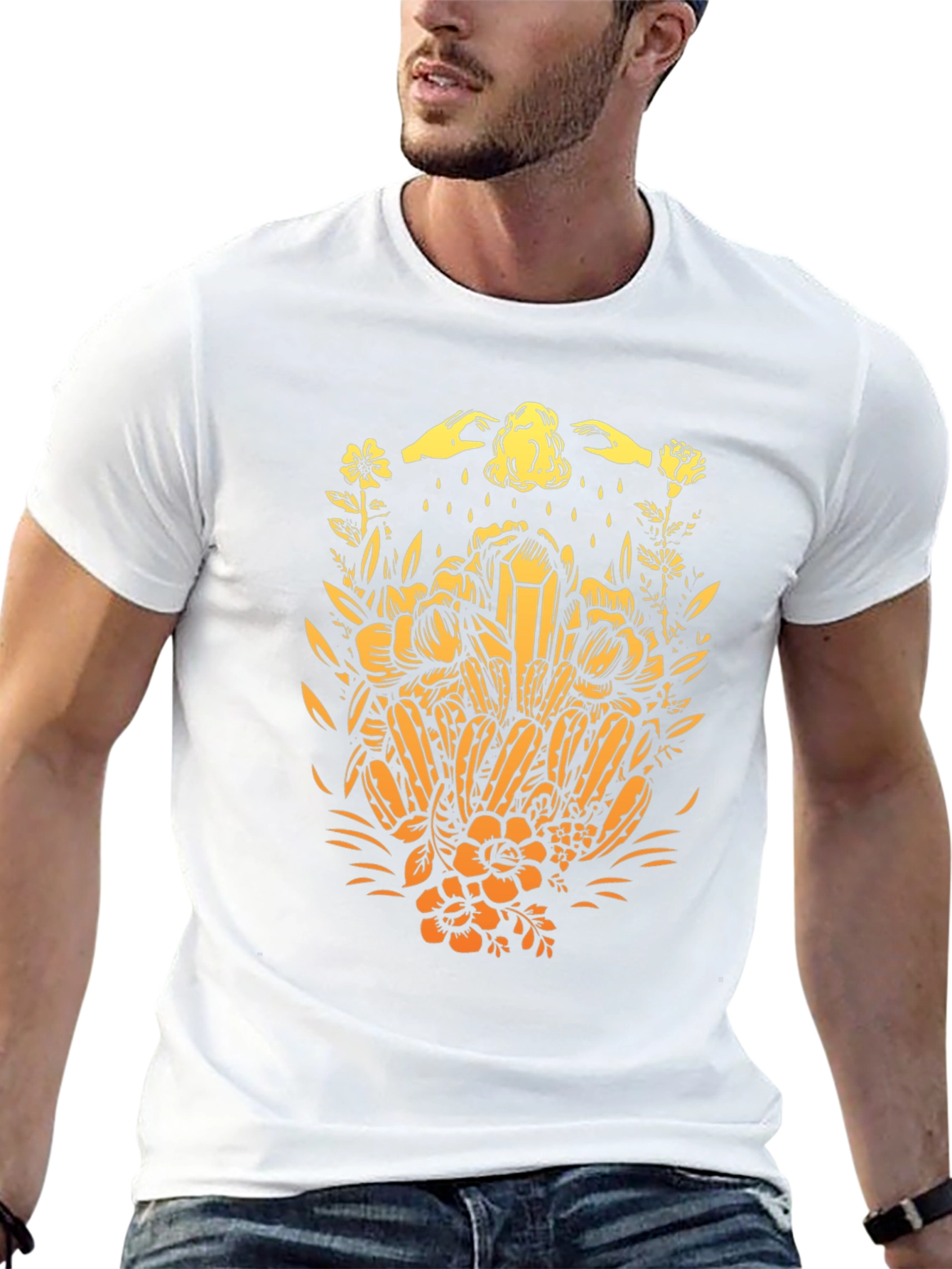 Botanical Crystal Graphic Tee - Black