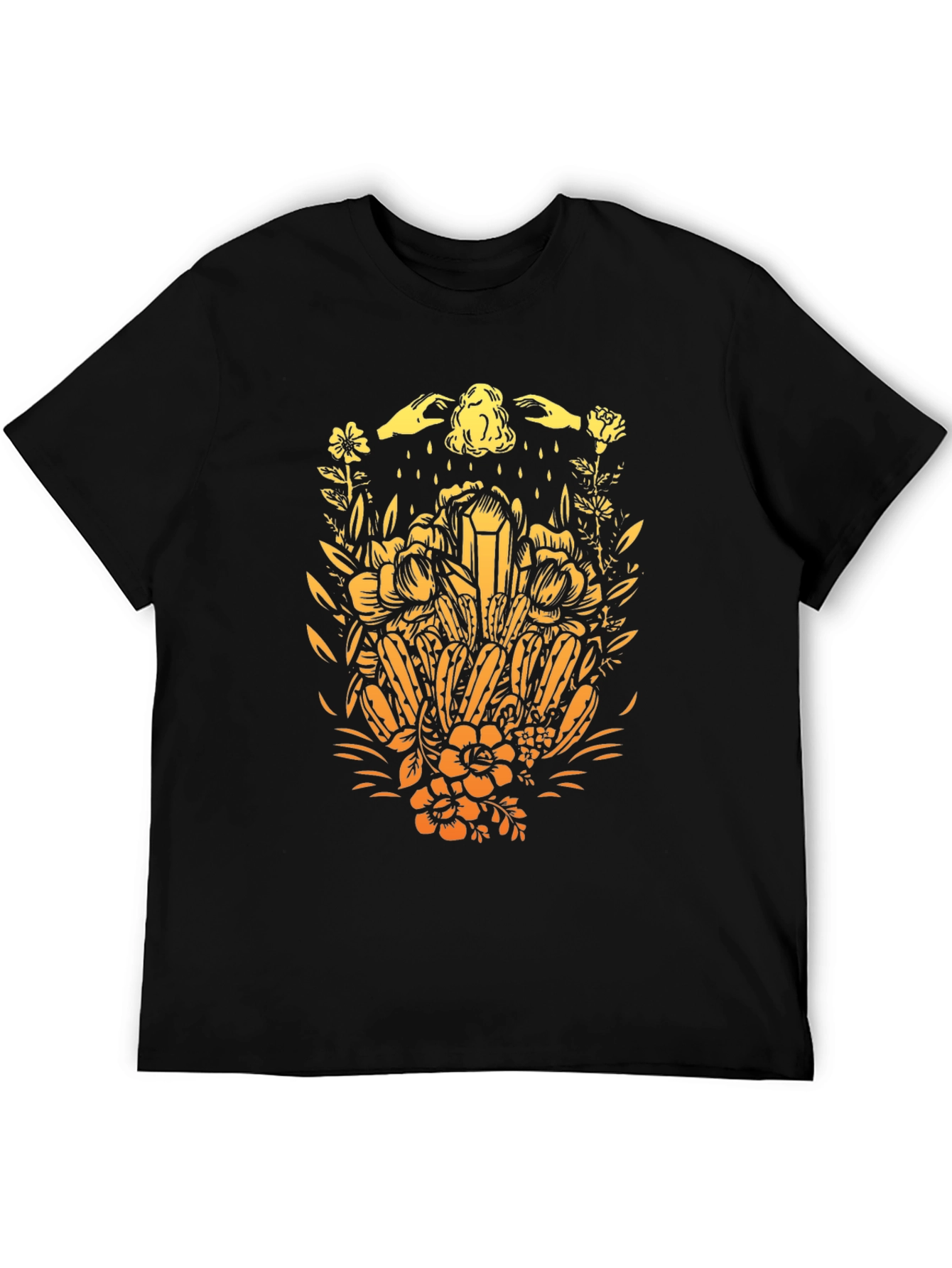 Botanical Crystal Graphic Tee - Black