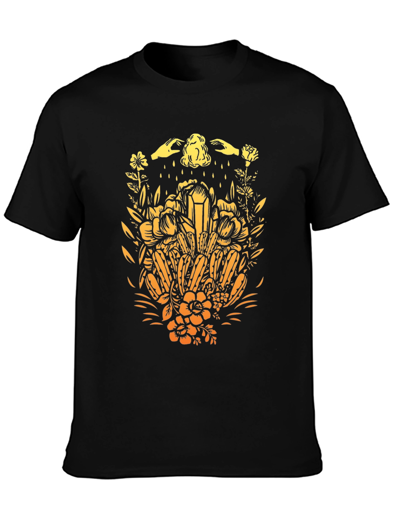 Botanical Crystal Graphic Tee - Black