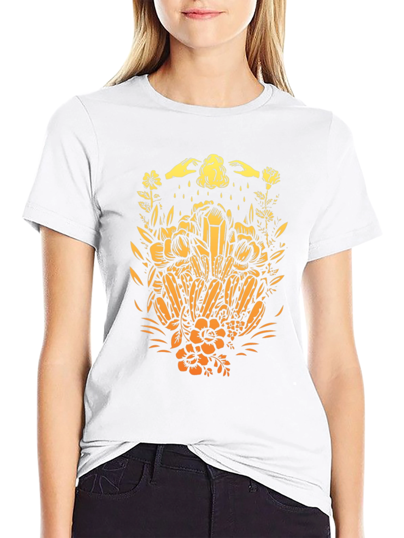 Botanical Crystal Graphic Tee - Black