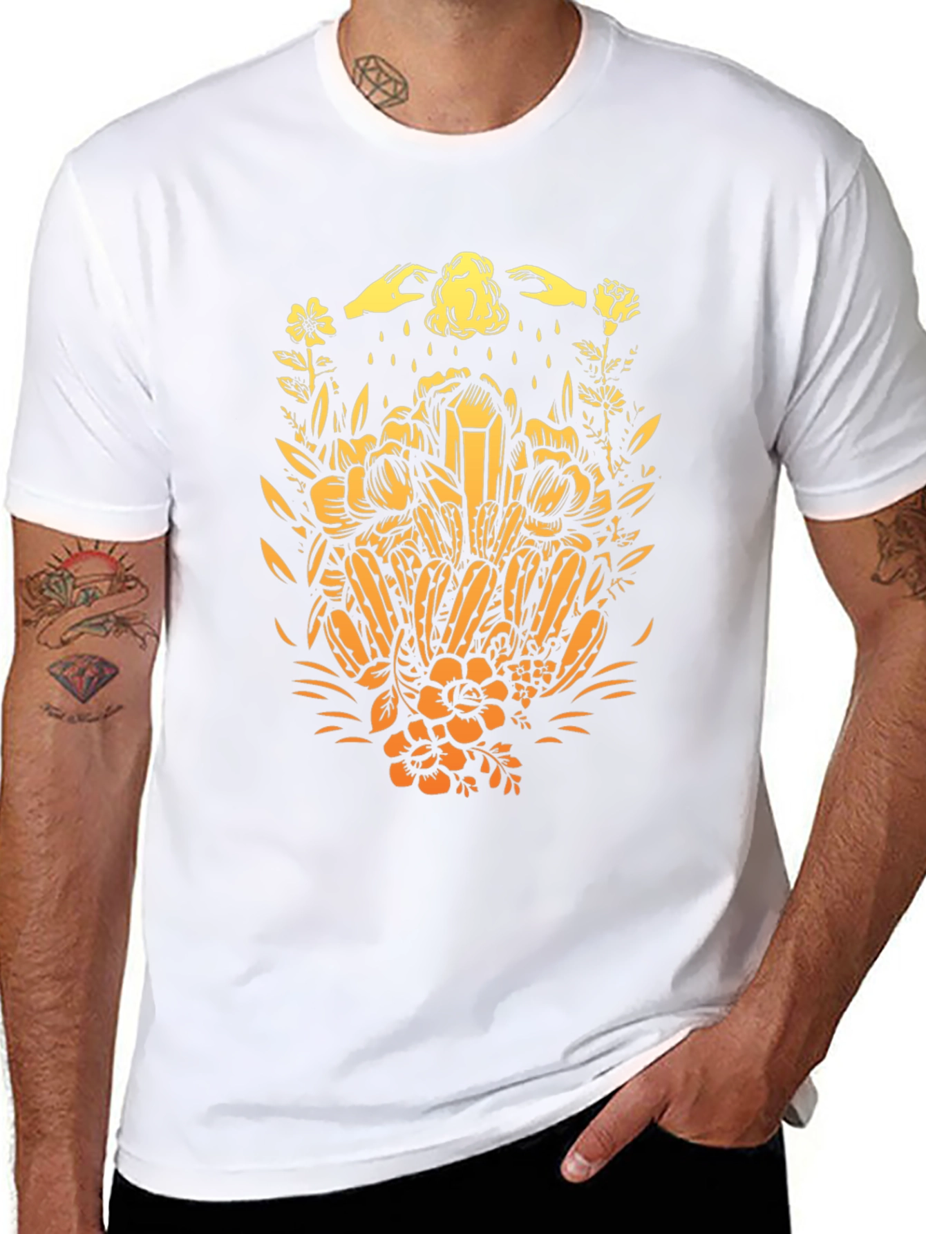 Botanical Crystal Graphic Tee - Black