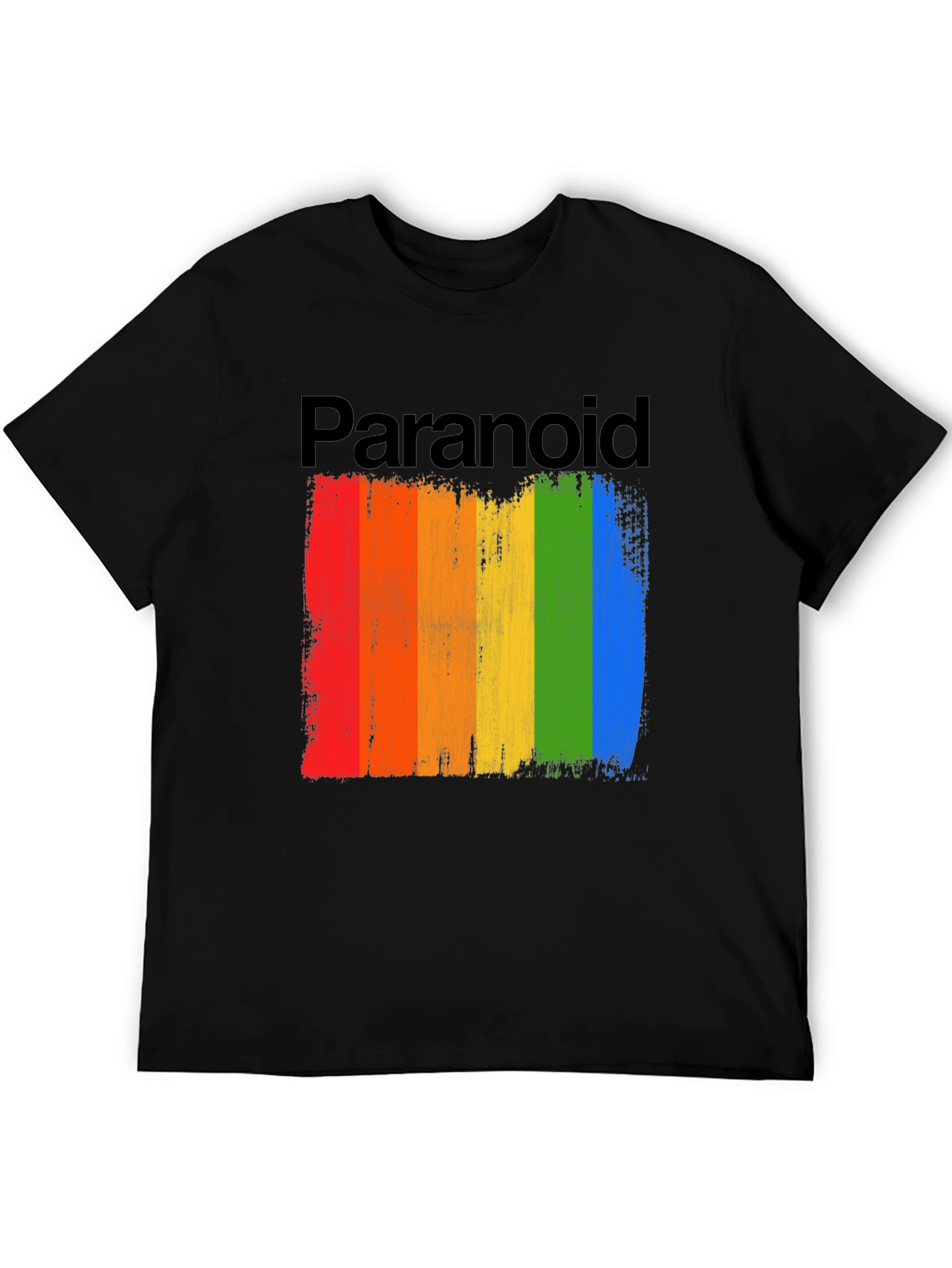 Paranoid Rainbow Stripe Graphic Tee - Black Cotton Blend