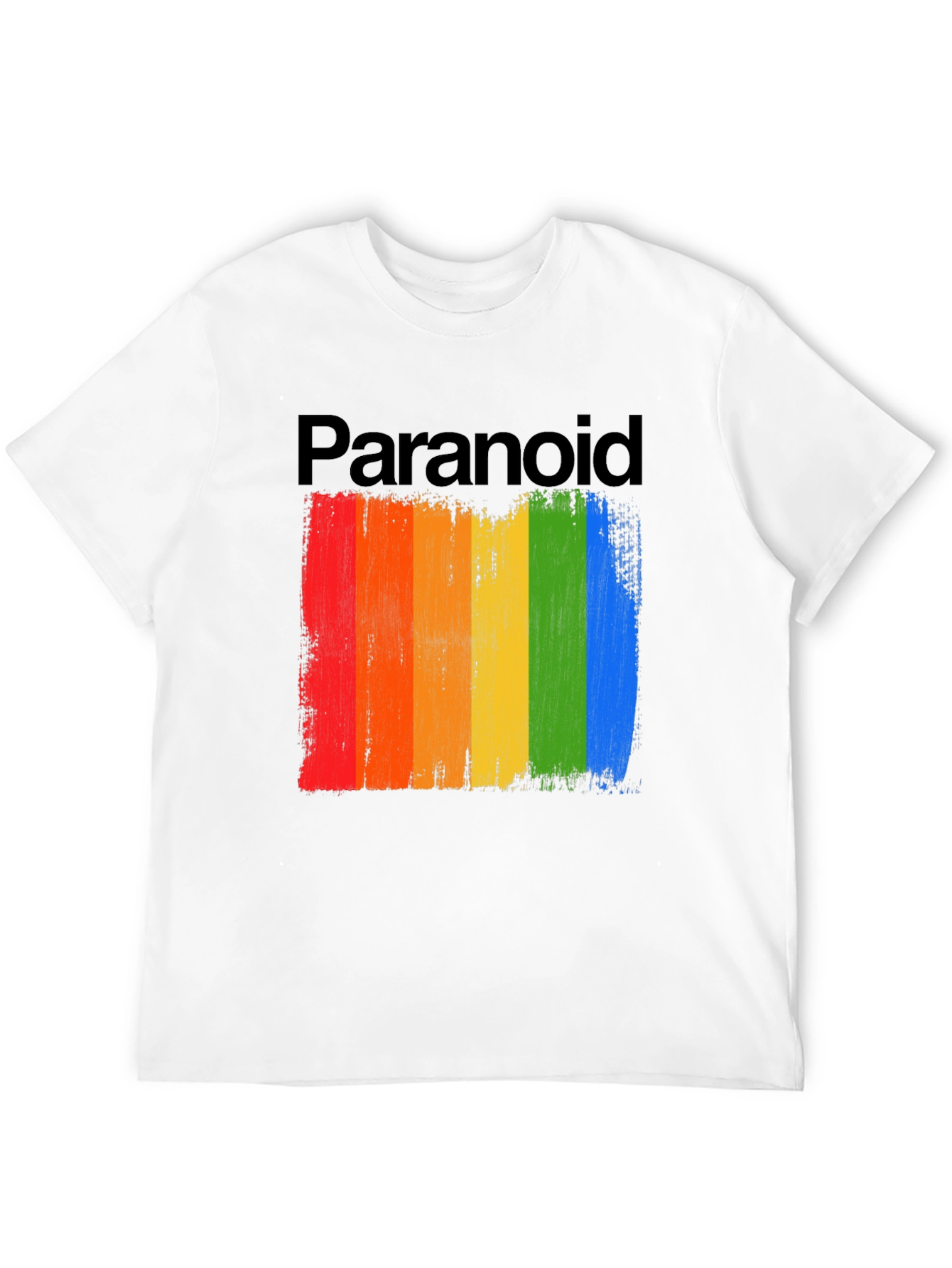Paranoid Rainbow Stripe Graphic Tee - Black Cotton Blend