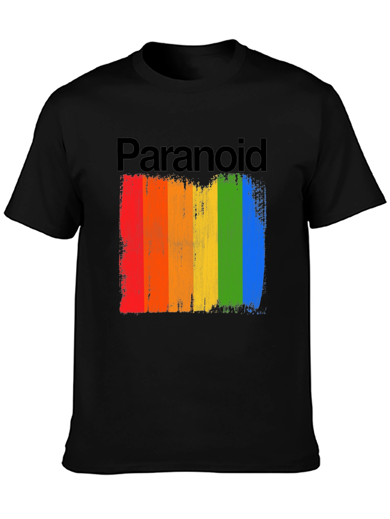 Paranoid Rainbow Stripe Graphic Tee - Black Cotton Blend