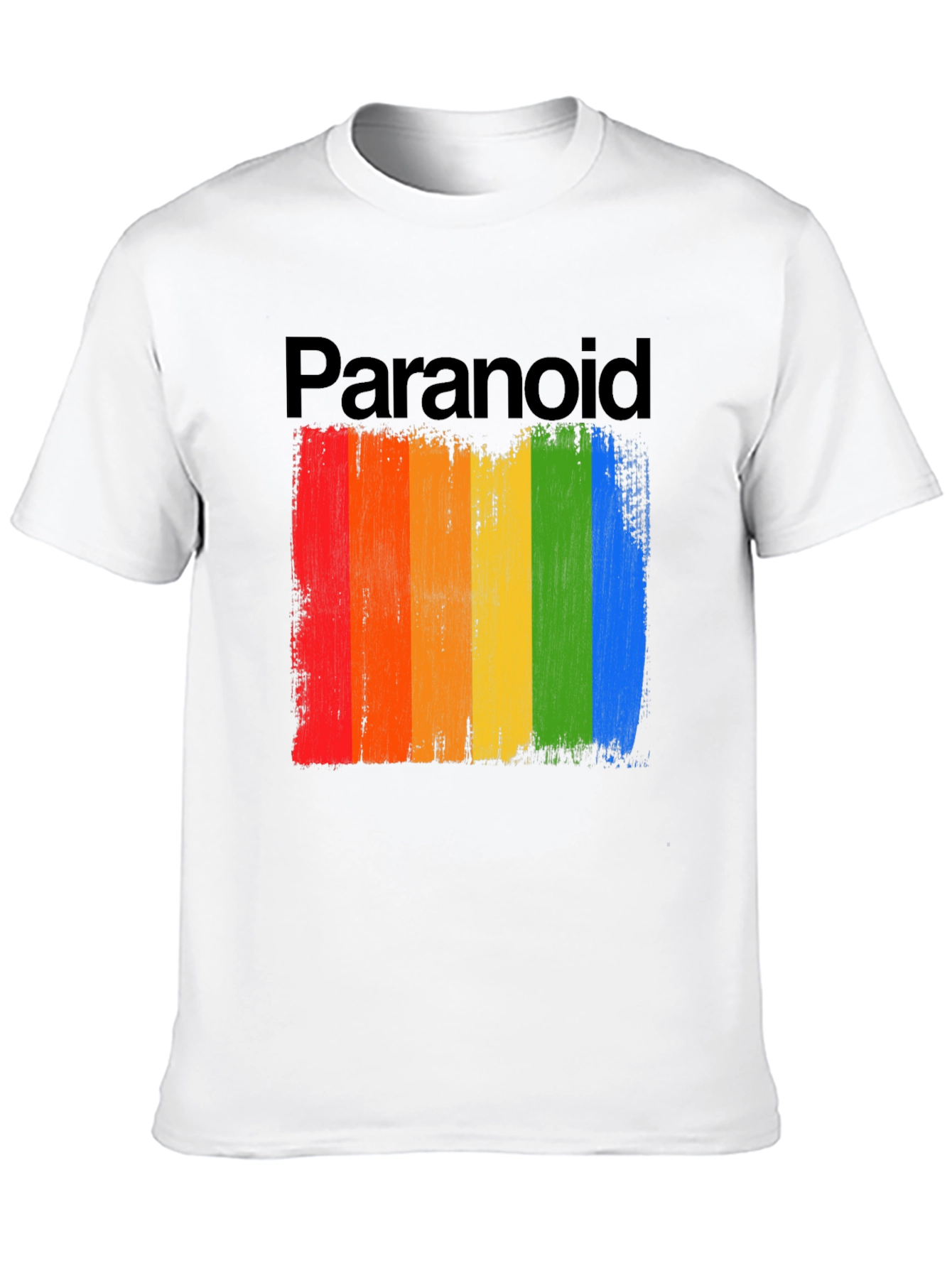 Paranoid Rainbow Stripe Graphic Tee - Black Cotton Blend
