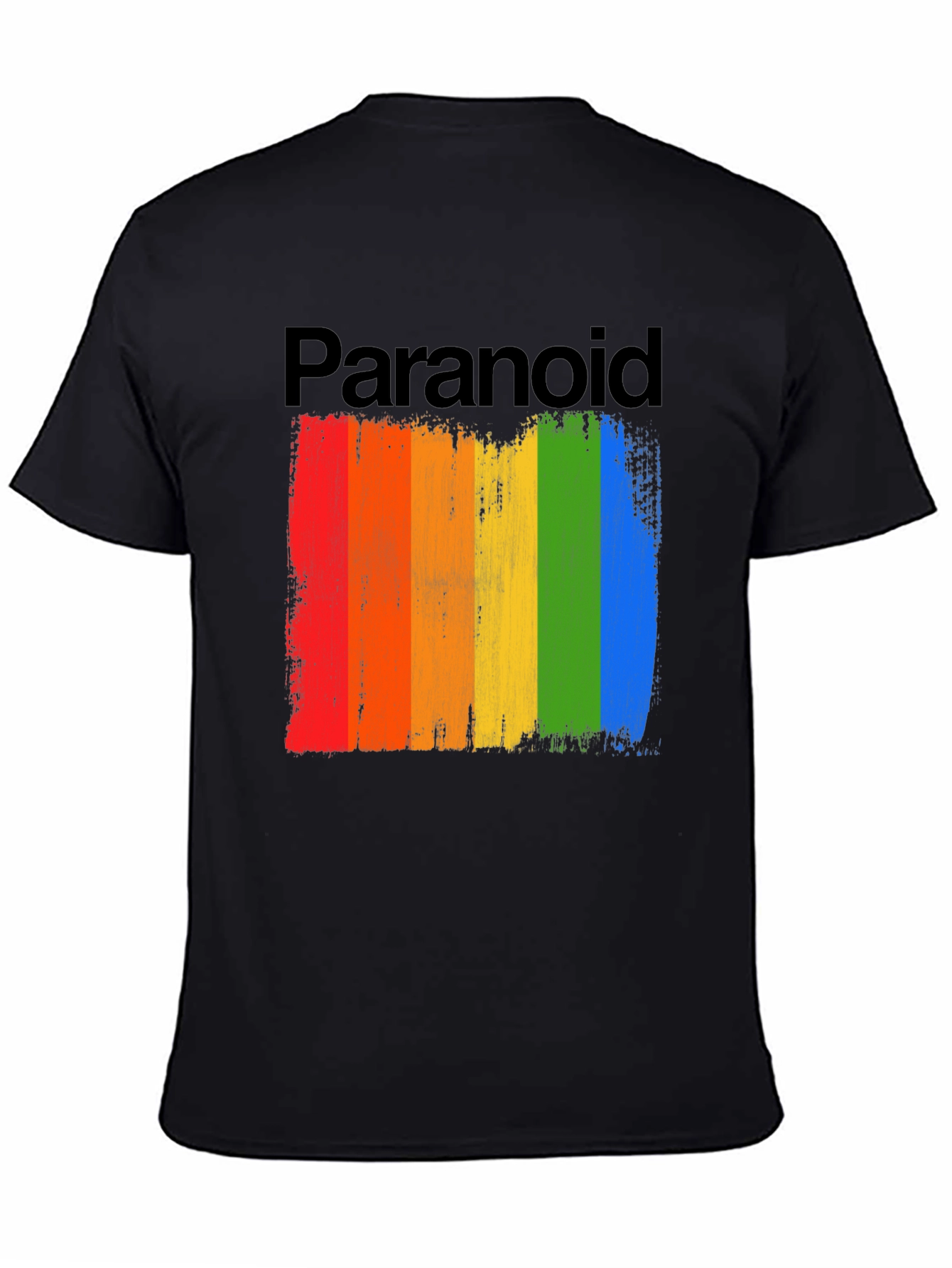 Paranoid Rainbow Stripe Graphic Tee - Black Cotton Blend