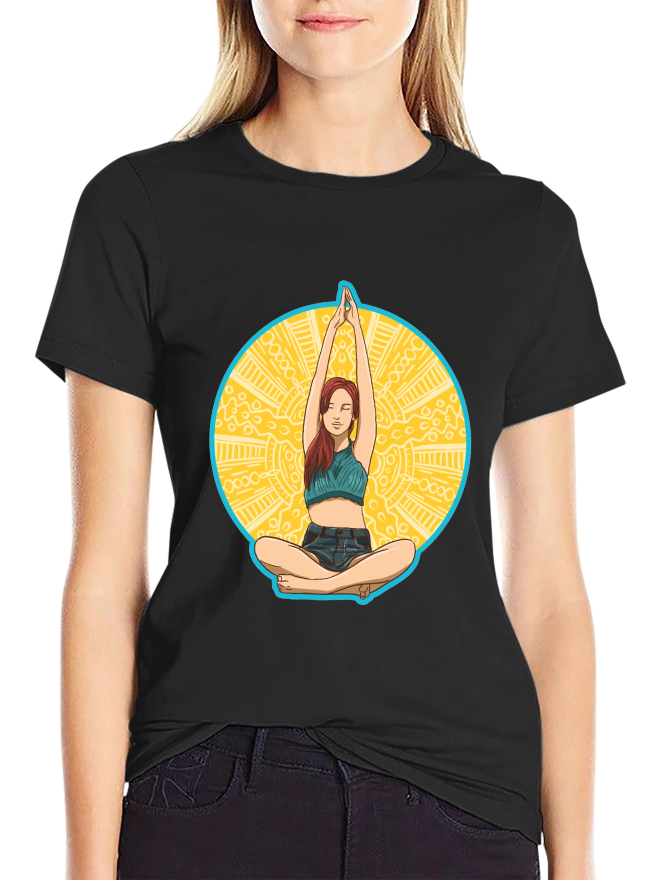 Yoga Pose Graphic Tee - Black