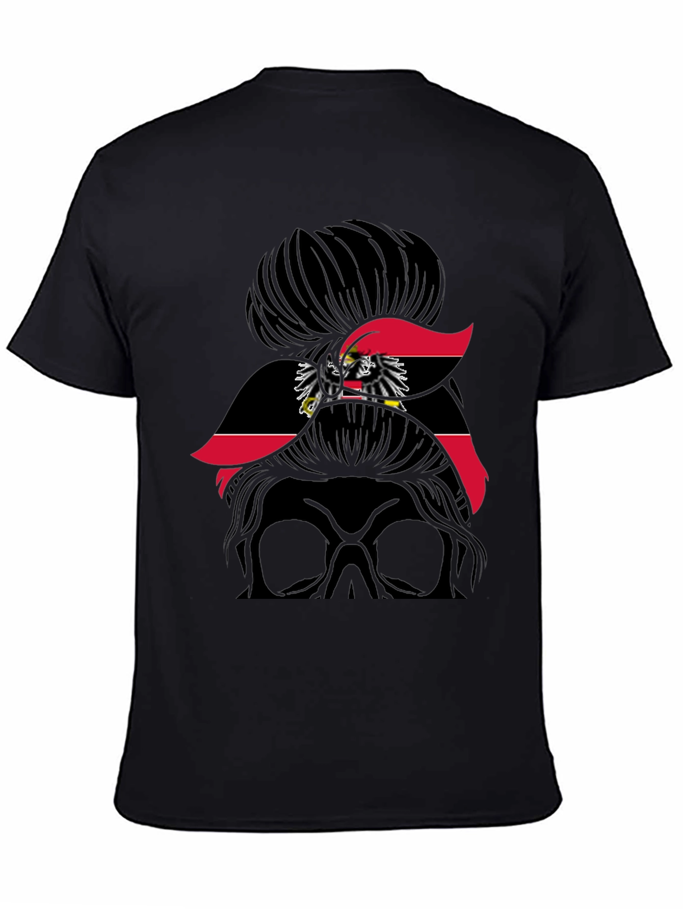 Austria Flag Messy Bun Skull T-Shirt