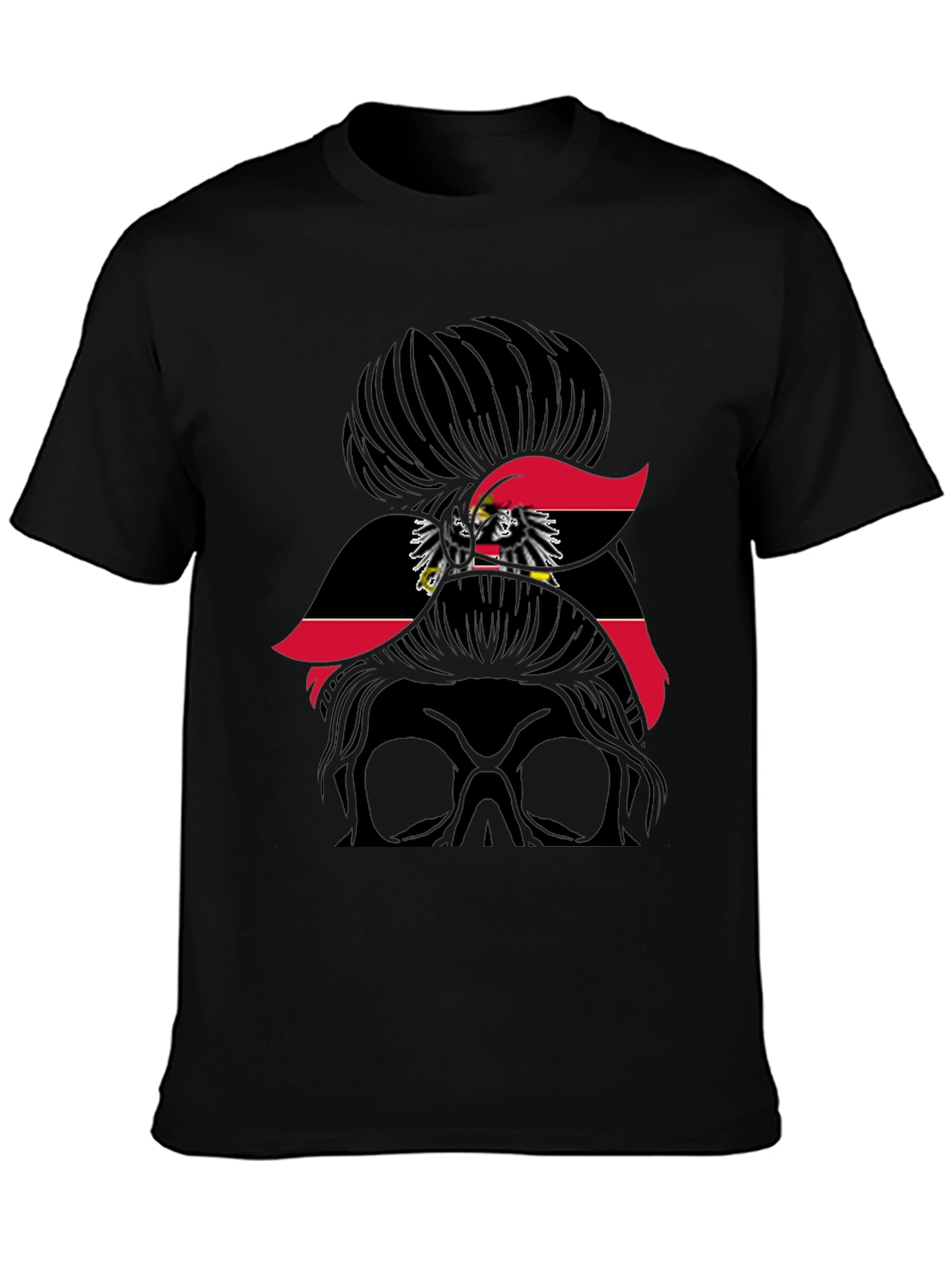 Austria Flag Messy Bun Skull T-Shirt