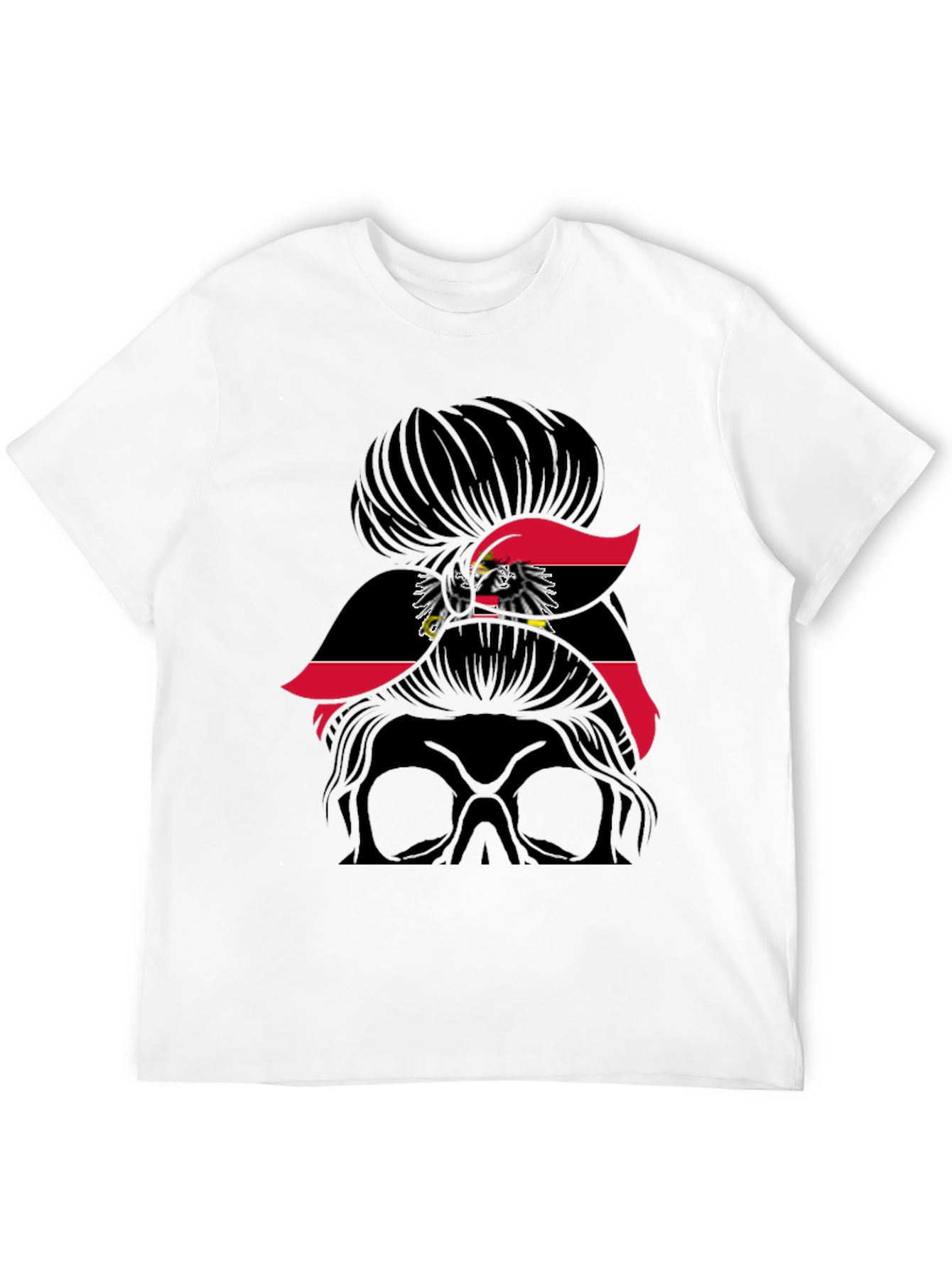 Austria Flag Messy Bun Skull T-Shirt