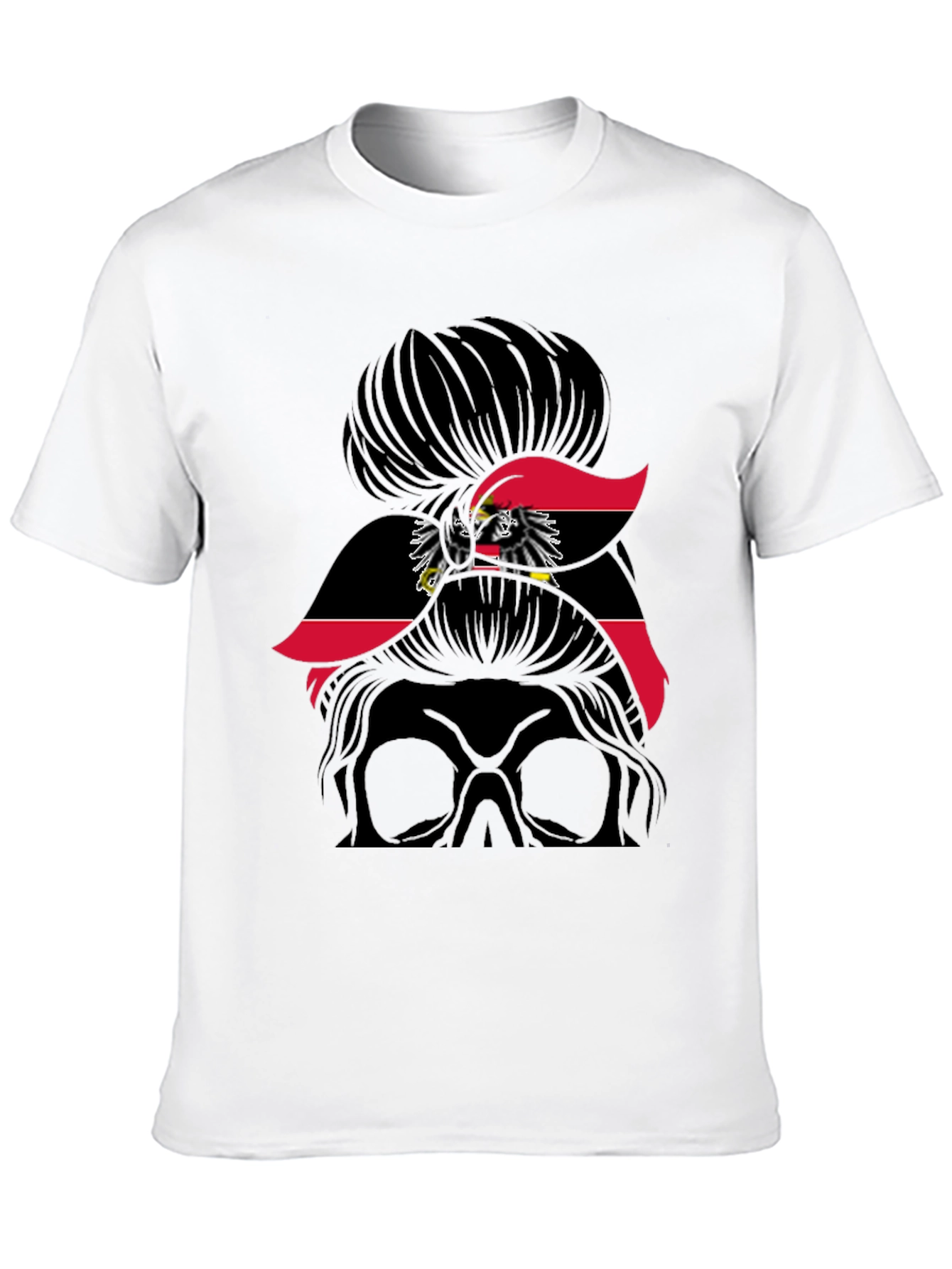 Austria Flag Messy Bun Skull T-Shirt