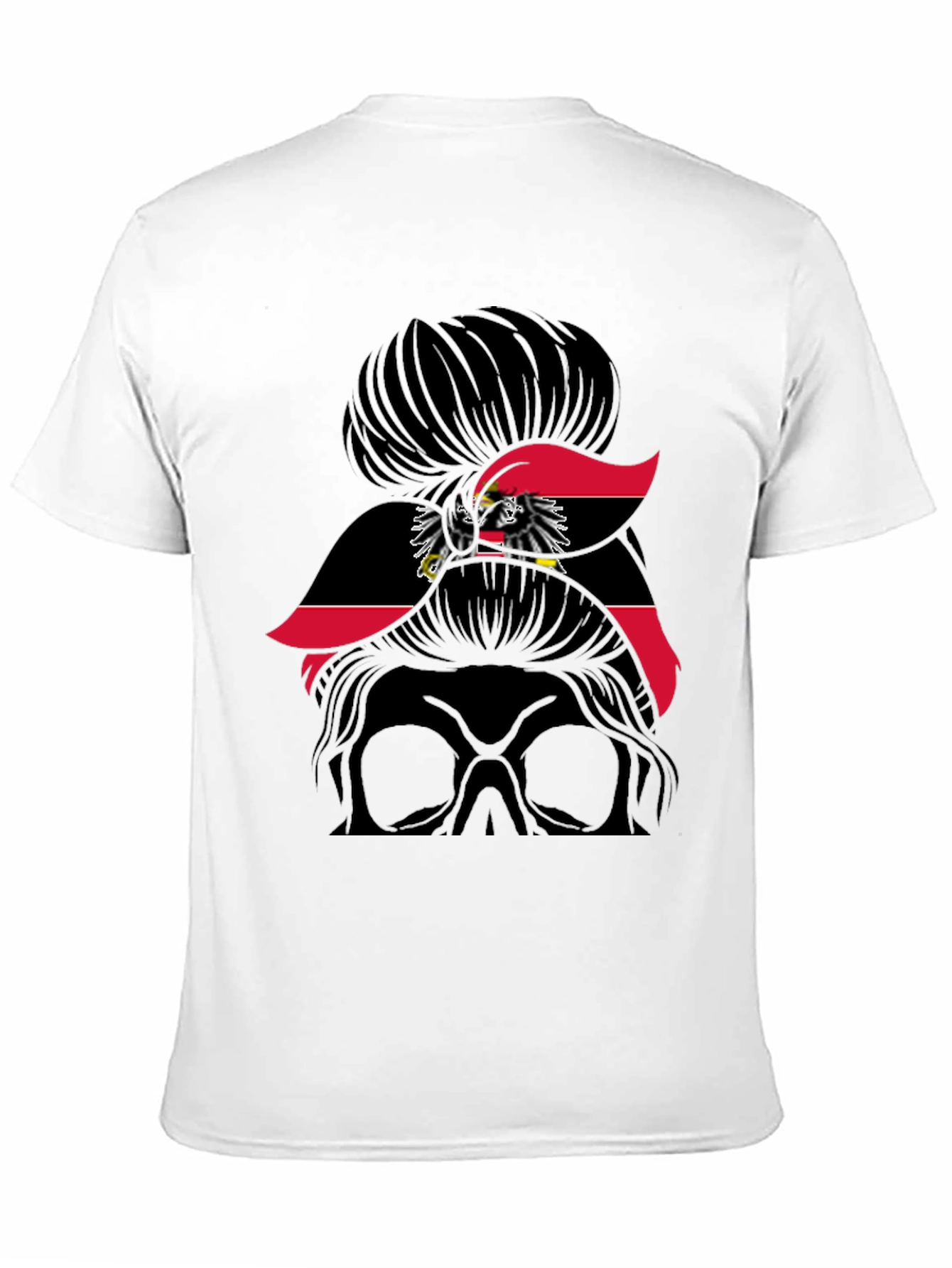 Austria Flag Messy Bun Skull T-Shirt