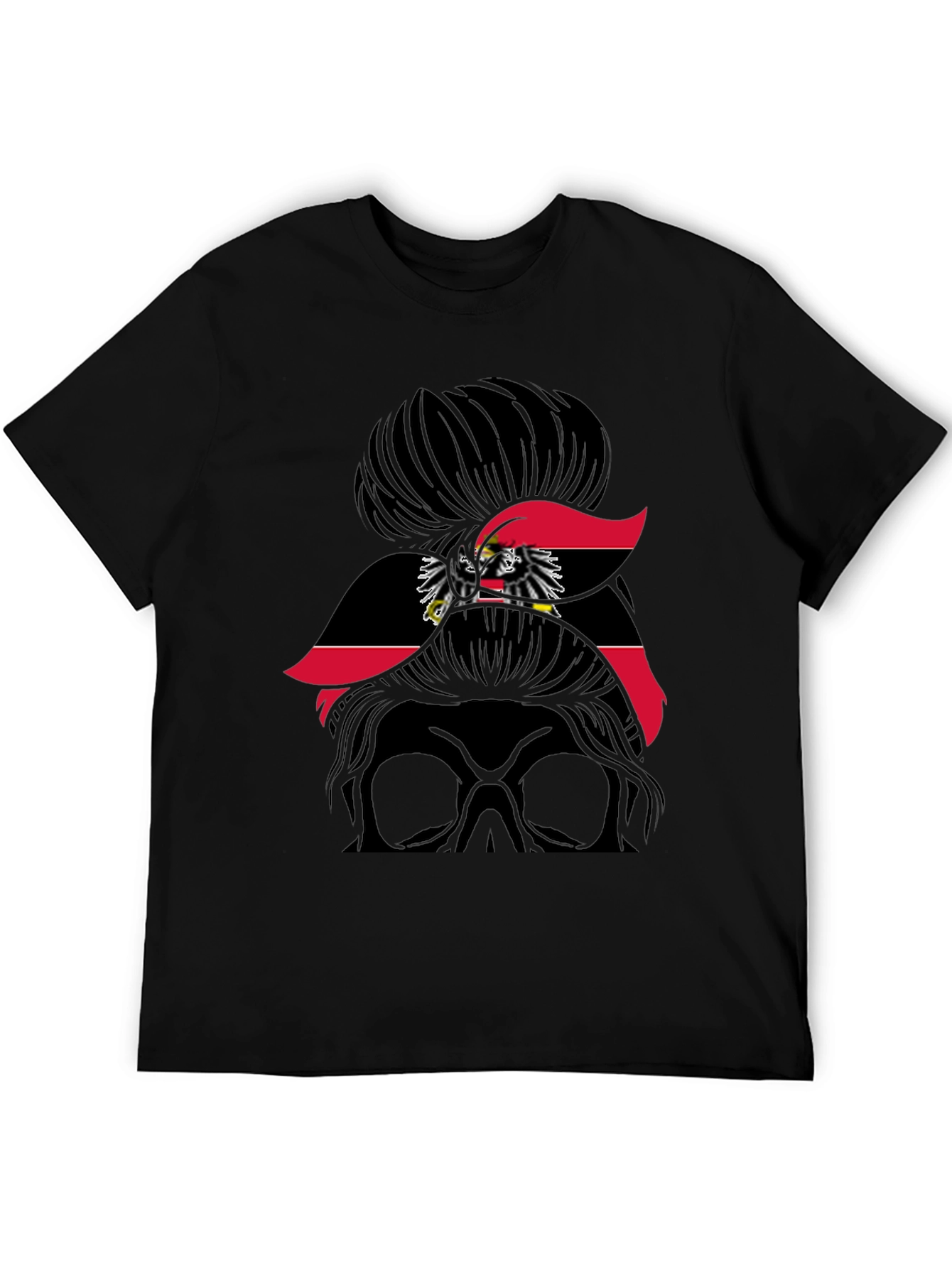 Austria Flag Messy Bun Skull T-Shirt