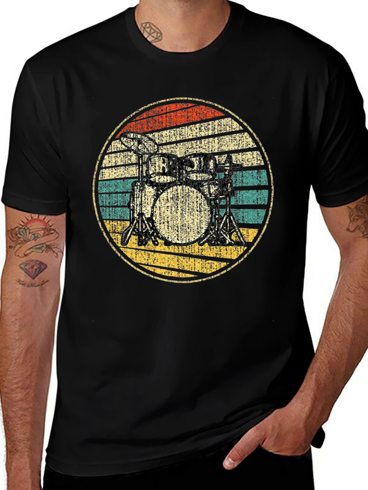 Vintage Drum Set T-Shirt - Retro Drummer Tee