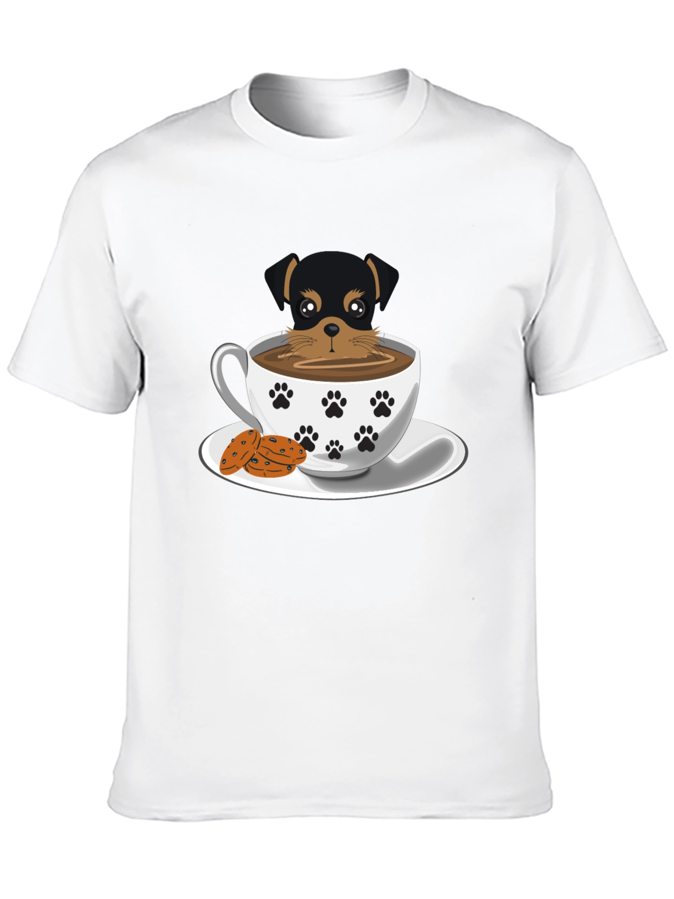 Cute Dog in Cup Tee - Unisex Black T-Shirt